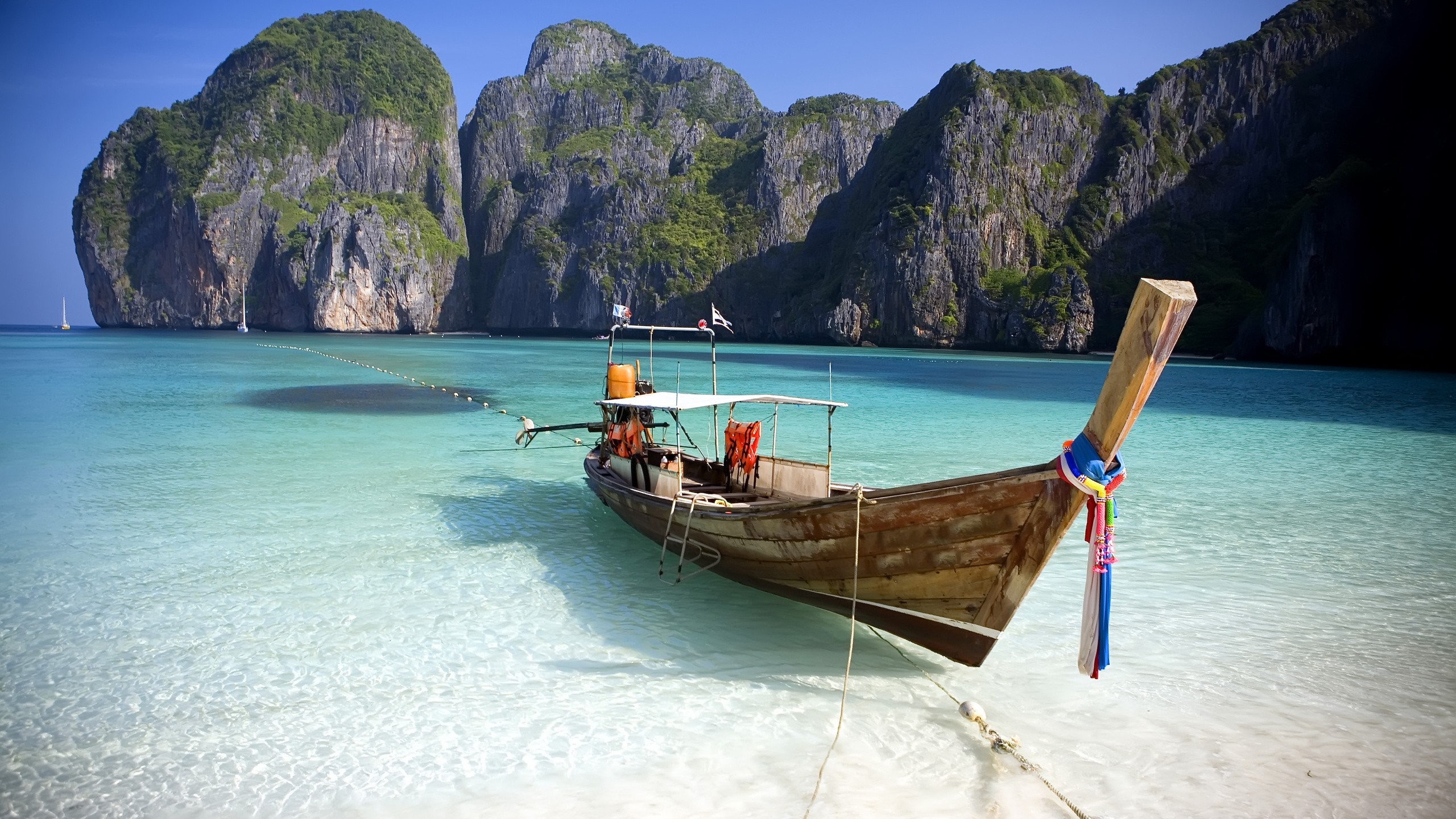 General 2560x1440 beach boat cliff Phi Phi Islands Asia vehicle