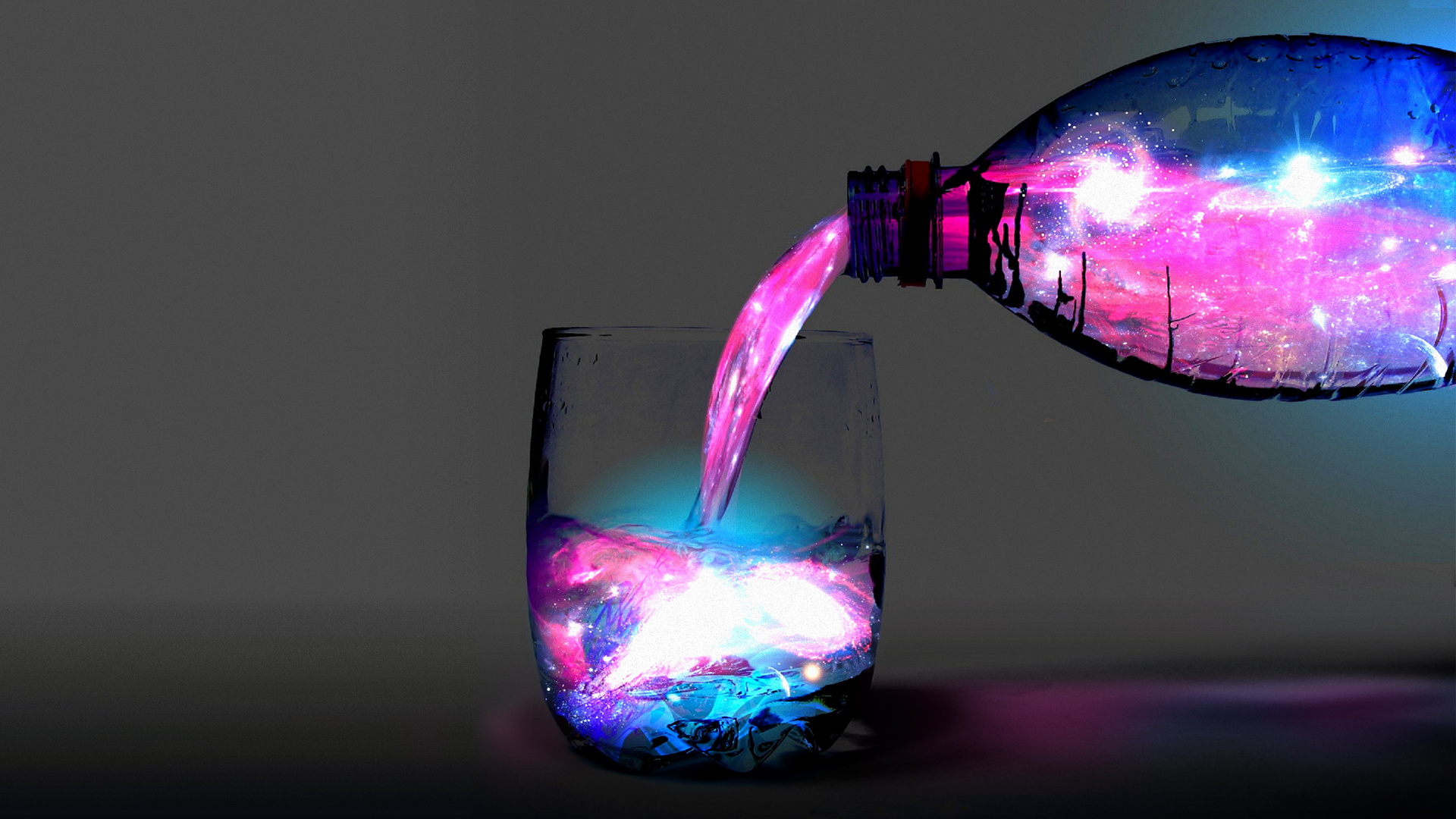 General 1920x1080 abstract digital art bottles liquid galaxy magic water glass colorful drinking glass space artwork simple background space art photo manipulation
