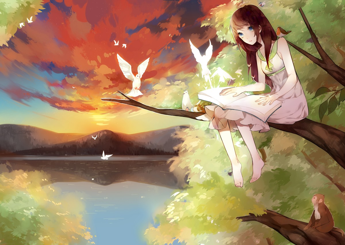 Anime 1200x853 anime fantasy art anime girls nature sky