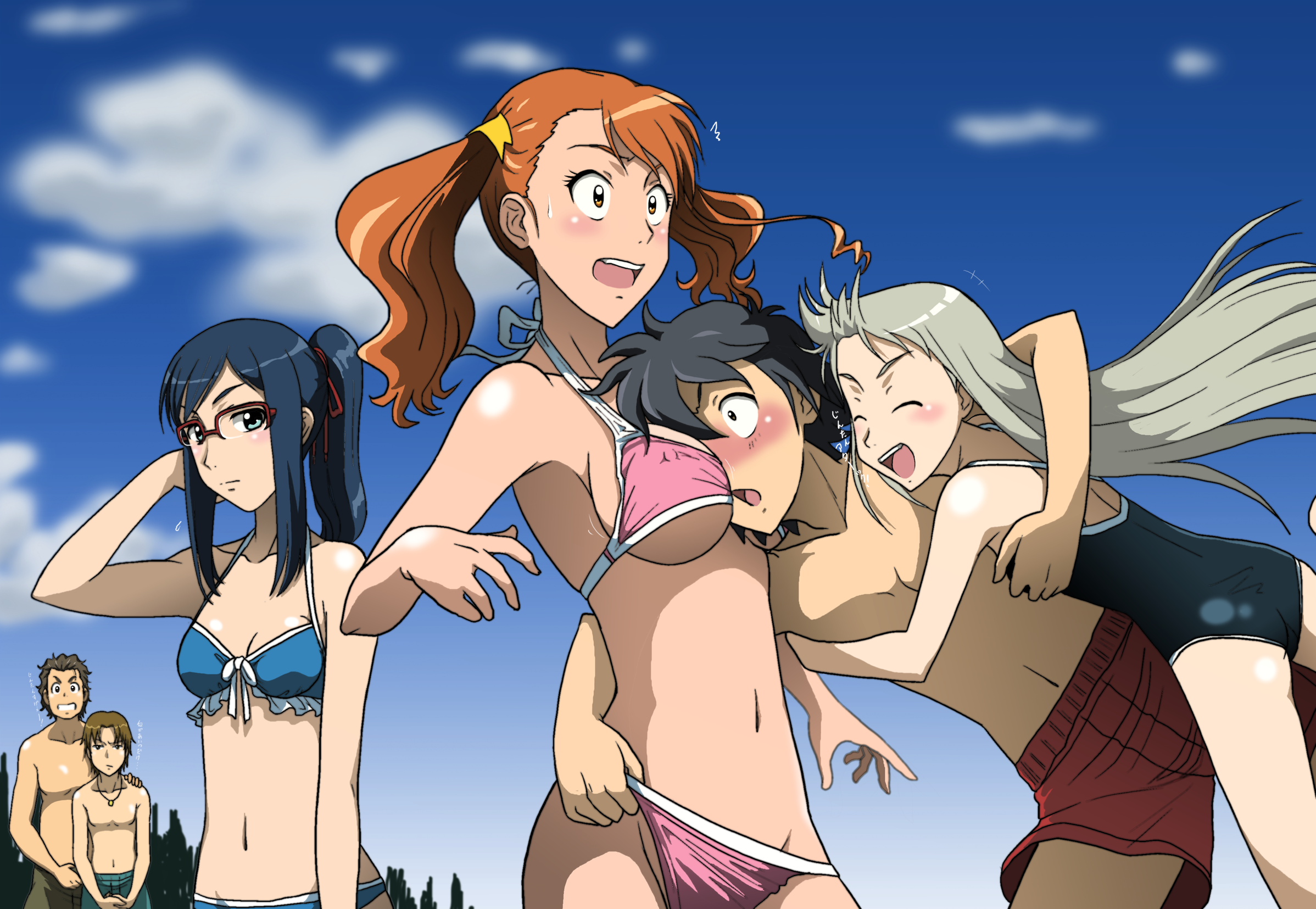 Anime 2396x1655 anime girls anime boobs bikini accidents Ano Hi Mita Hana no Namae wo Bokutachi wa Mada Shiranai anime boys