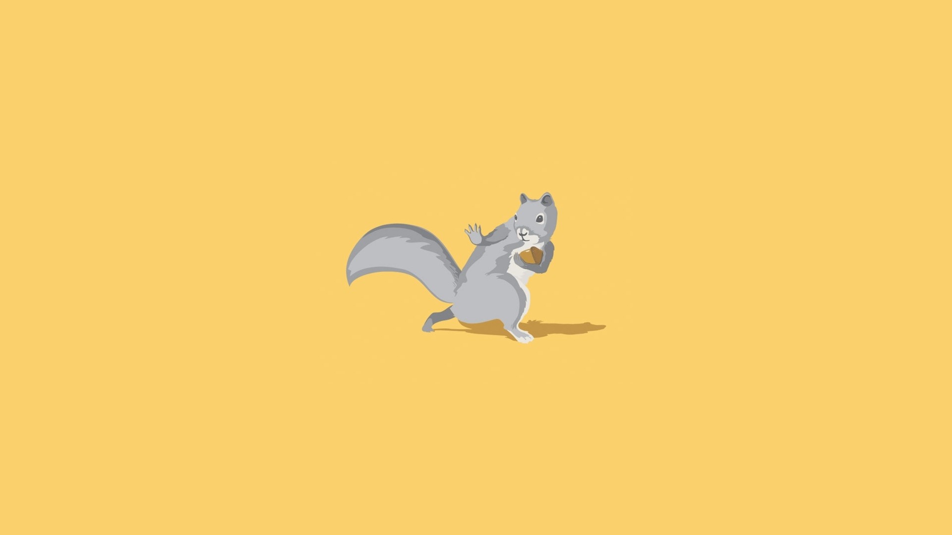 General 1920x1080 squirrel minimalism yellow background animals nuts simple background mammals