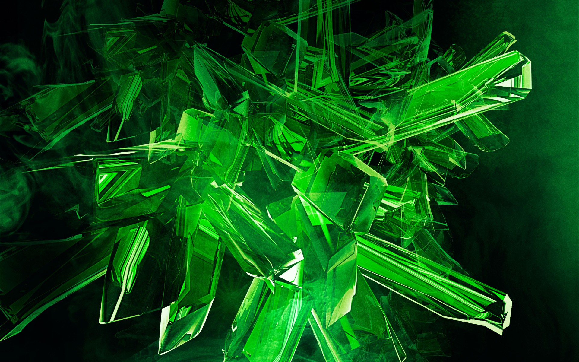 General 1920x1200 digital art abstract green crystal CGI