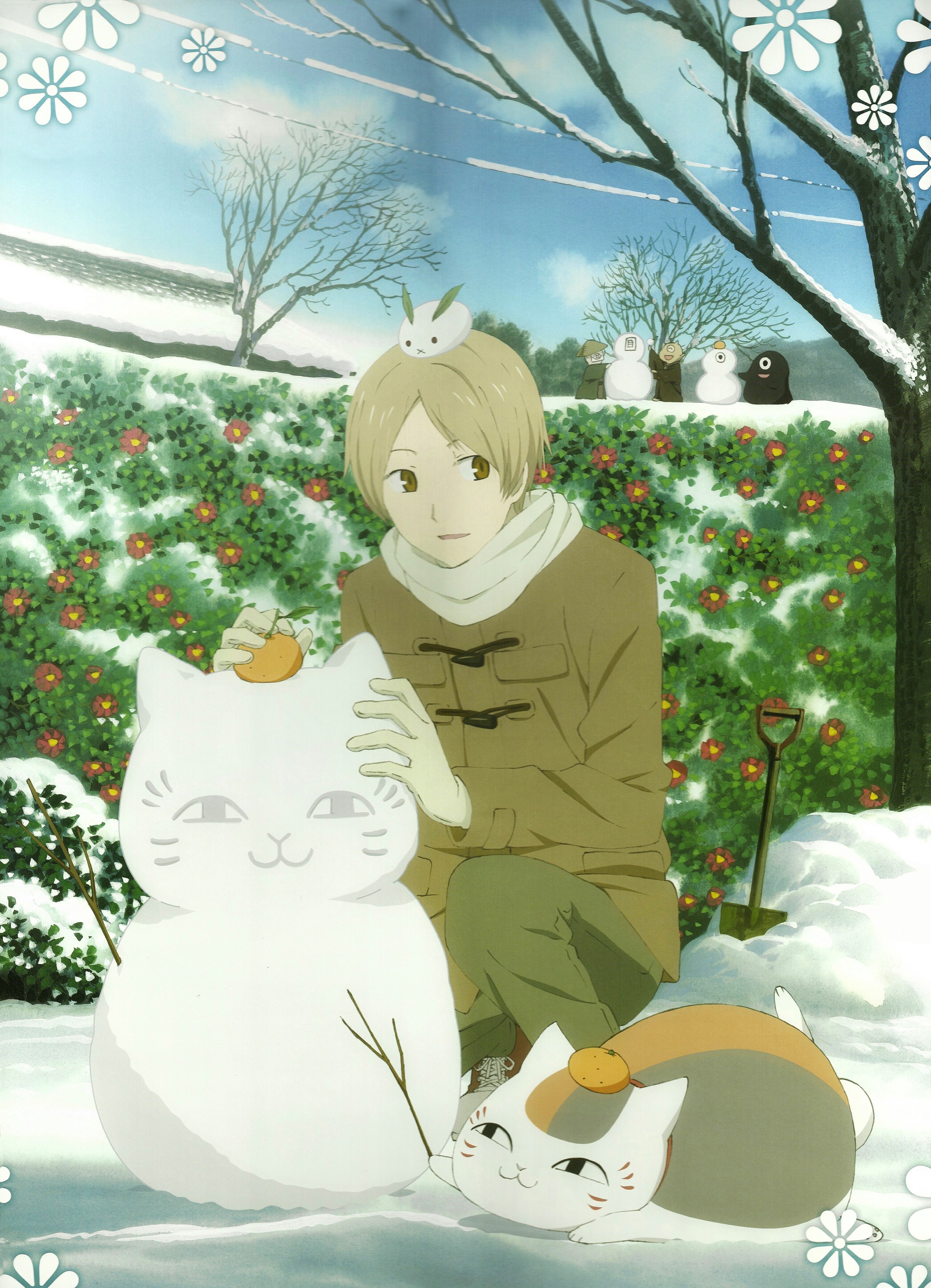 Anime 2181x3017 anime boys anime cats snow Natsume Yuujinchou animals mammals