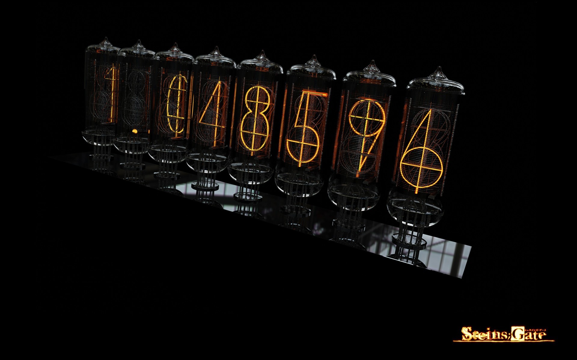 Anime 1920x1200 Steins;Gate black background anime Divergence Meter Nixie Tubes numbers time travel simple background