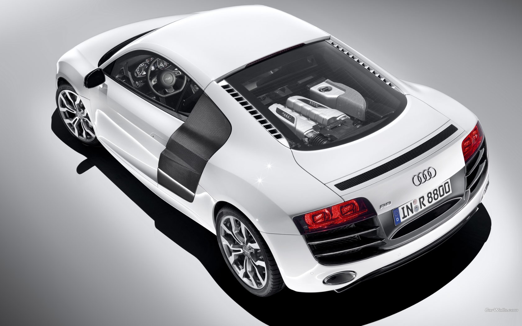 General 1680x1050 car Audi R8 mid-engine German cars supercars engine vehicle white cars numbers Audi