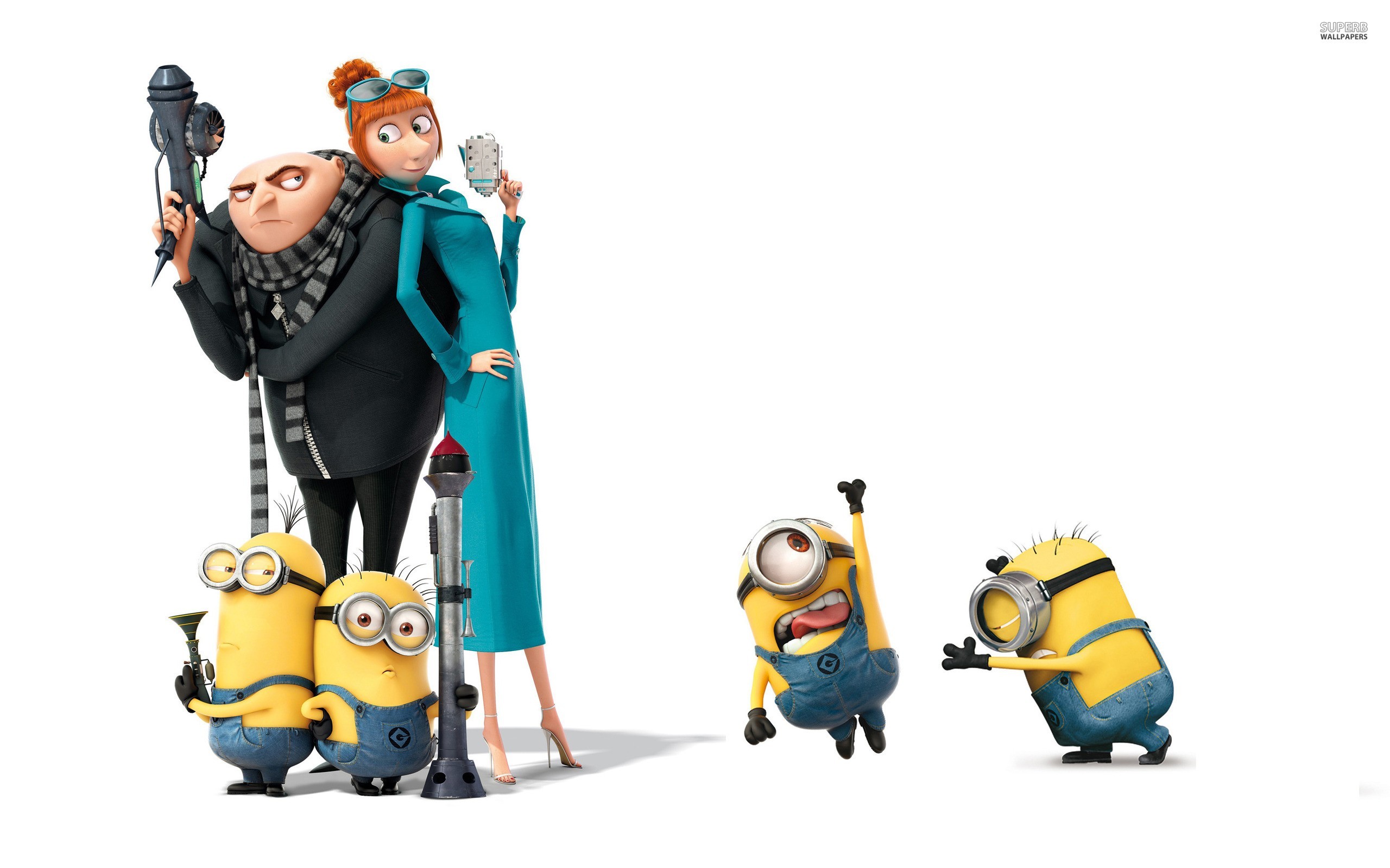 General 2560x1600 minions Despicable Me animated movies movies weapon white background Universal Pictures