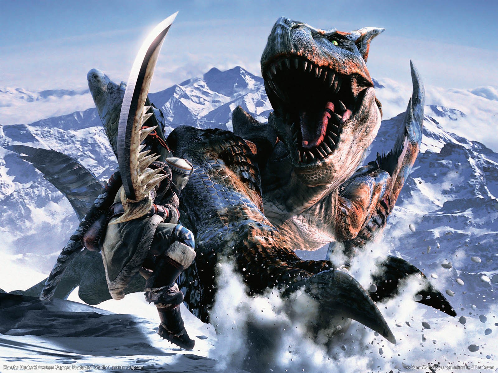 General 1600x1200 dinosaurs mountains Monster Hunter Tigrex video games video game art
