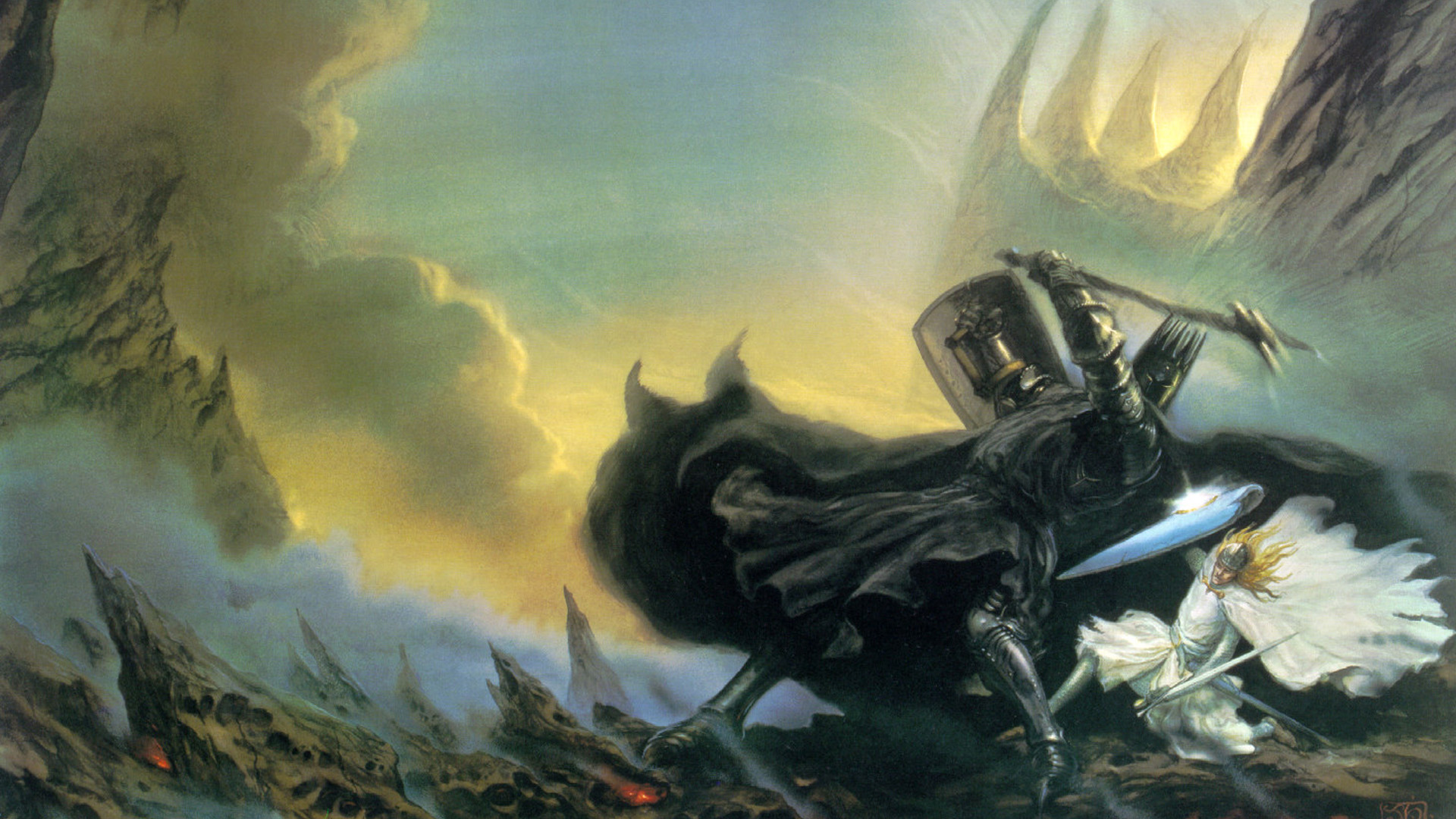 General 1920x1080 J. R. R. Tolkien The Silmarillion Morgoth fantasy art John Howe artwork Fingolfin