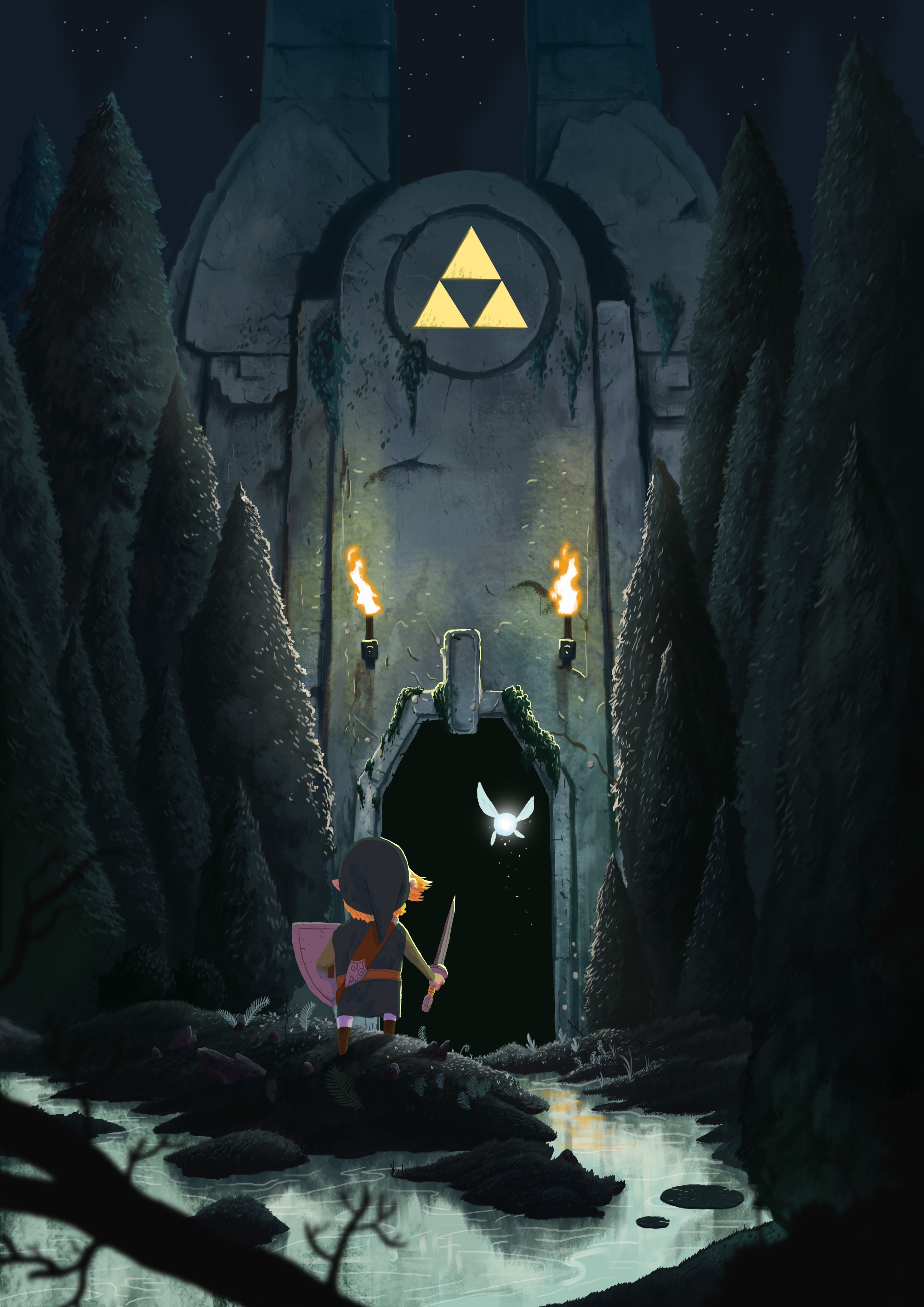 Anime 3508x4961 The Legend of Zelda Link video games Triforce fantasy art video game art sword shield