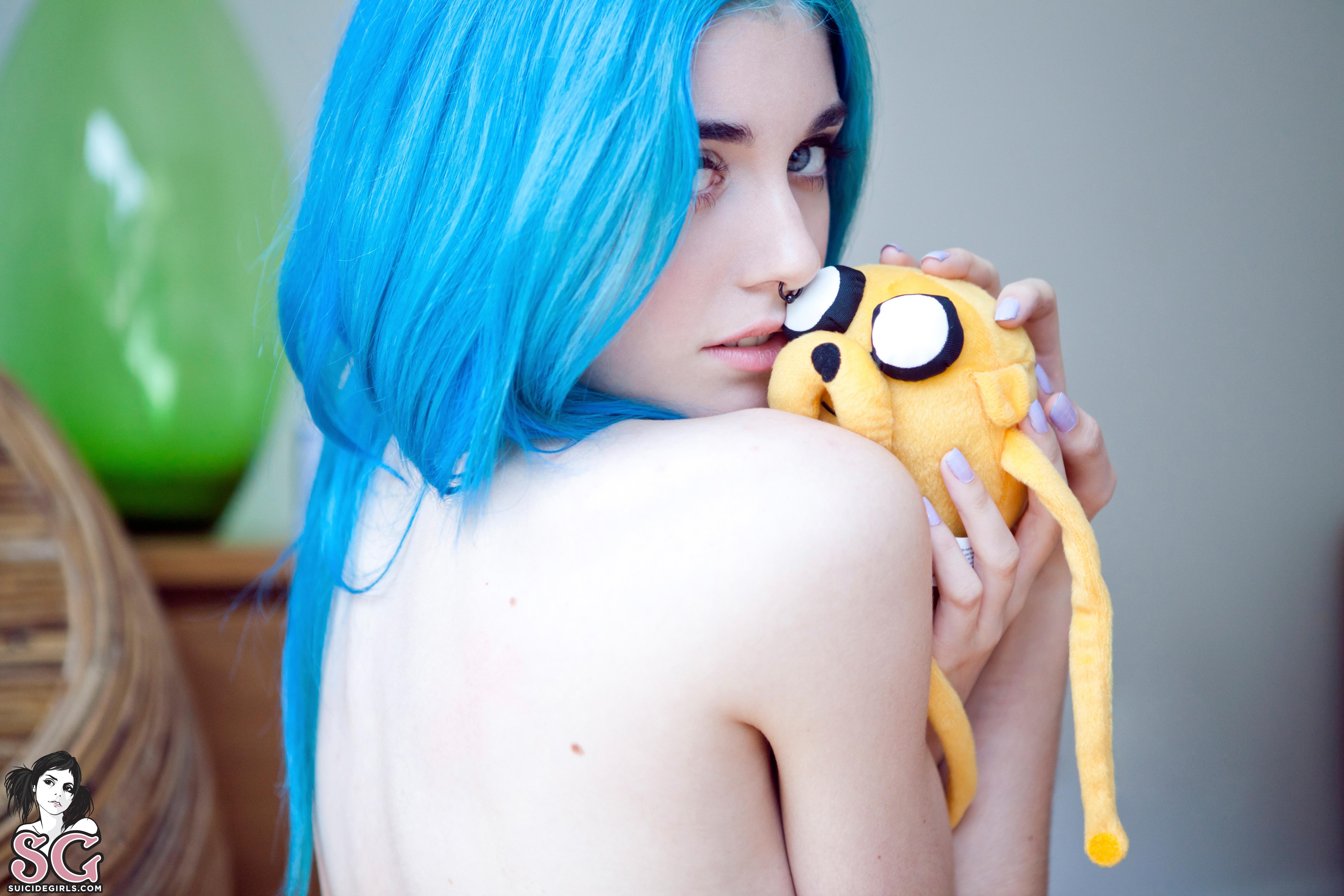 People 5616x3744 Yuxi Suicide blue eyes back dyed hair nose ring pale pornstar blue hair women Suicide Girls women indoors indoors looking at viewer cyan hair Spanish Spanish women nude watermarked closeup
