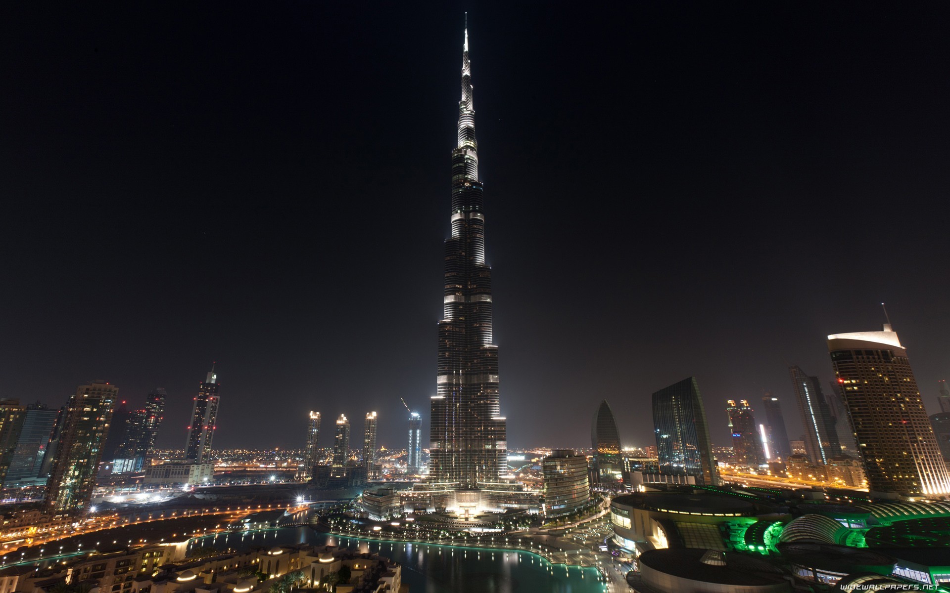 General 1920x1200 Dubai skyscraper cityscape night city lights Burj Khalifa landmark