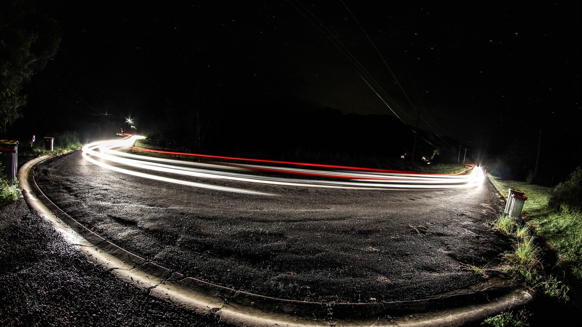 General 1920x1080 long exposure night road lights photography light trails dark asphalt