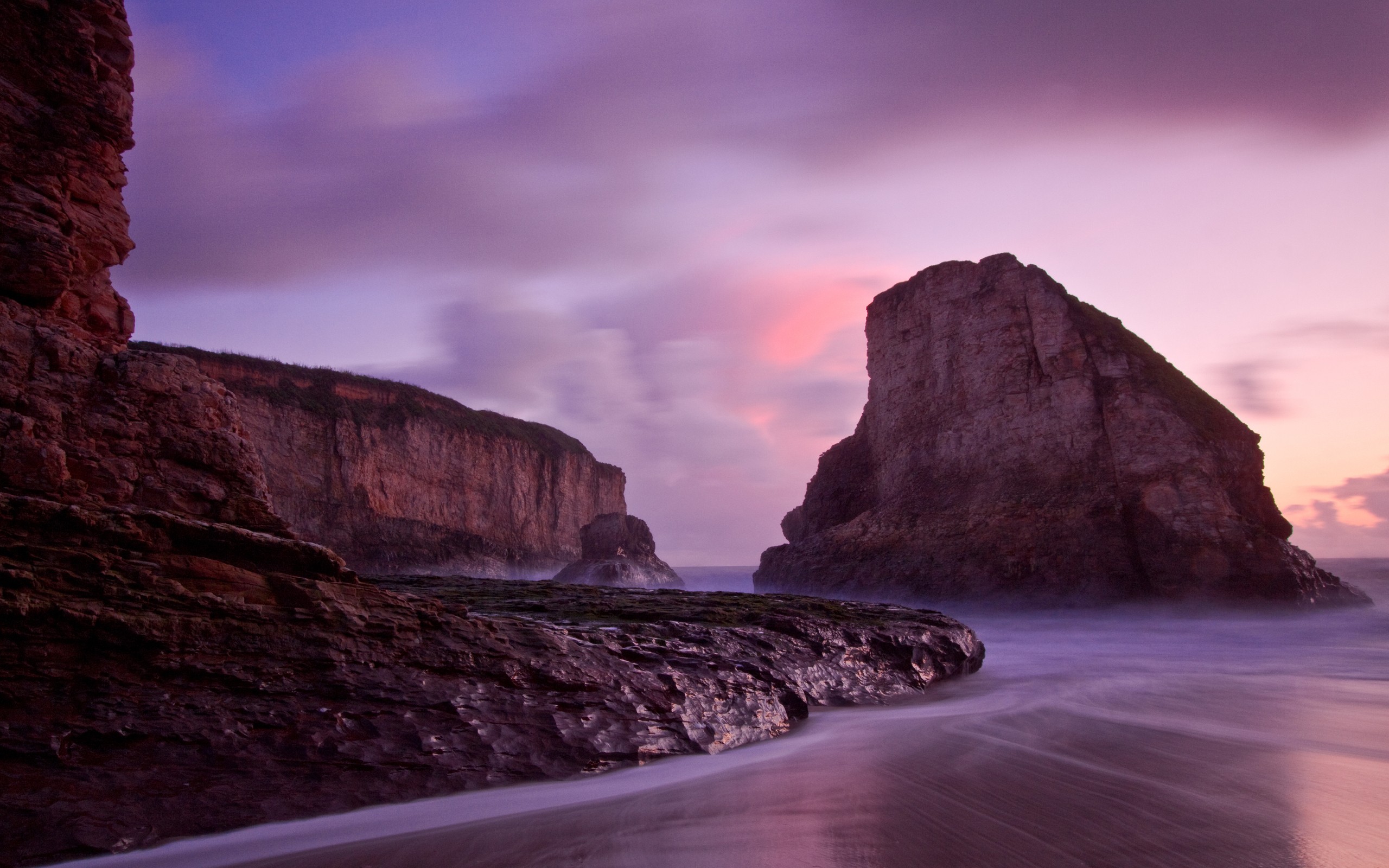 General 2560x1600 landscape purple sky cliff beach rock formation long exposure nature outdoors