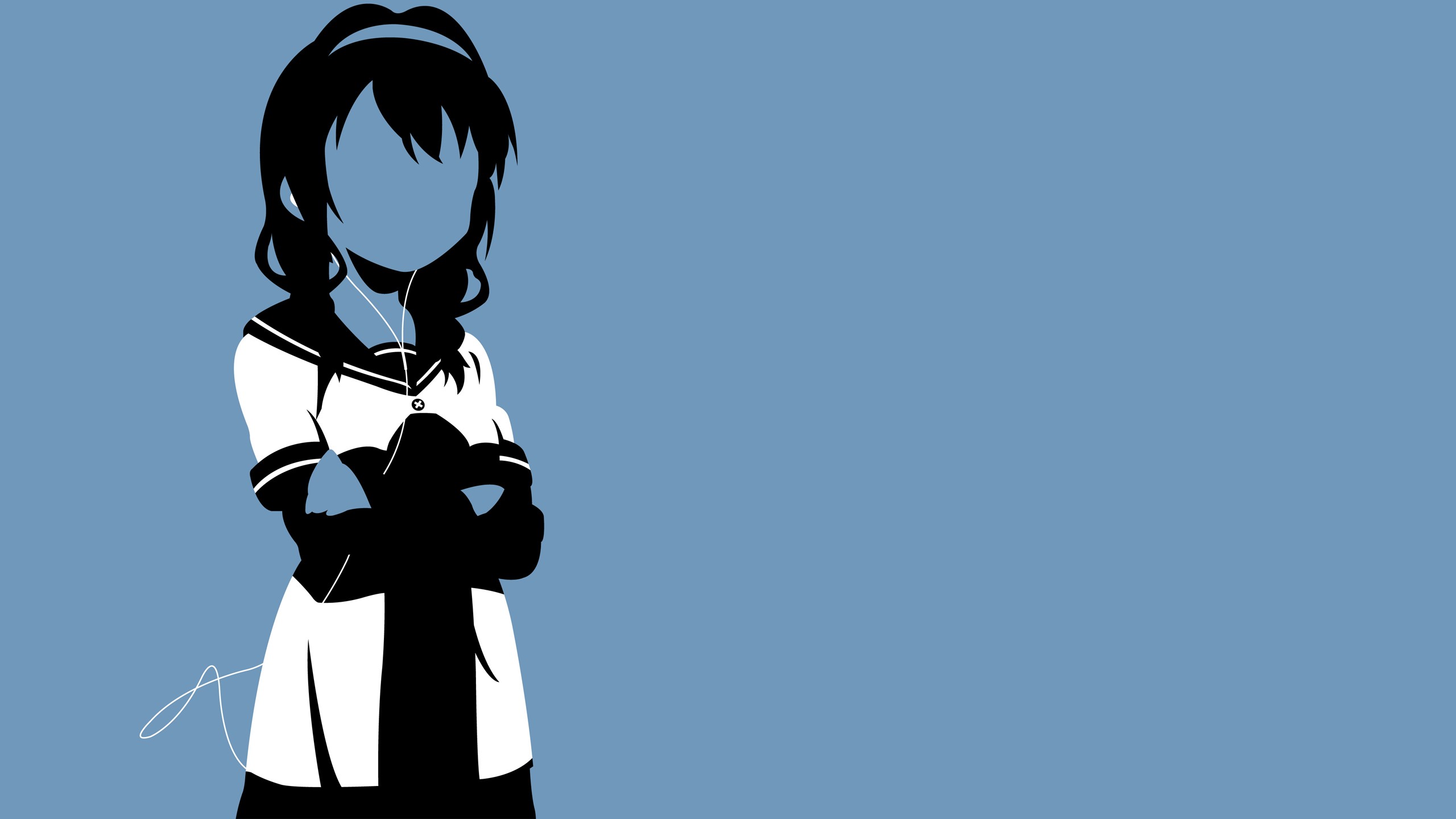 Anime 2560x1440 Yuru Yuri anime girls blue background anime arms crossed simple background
