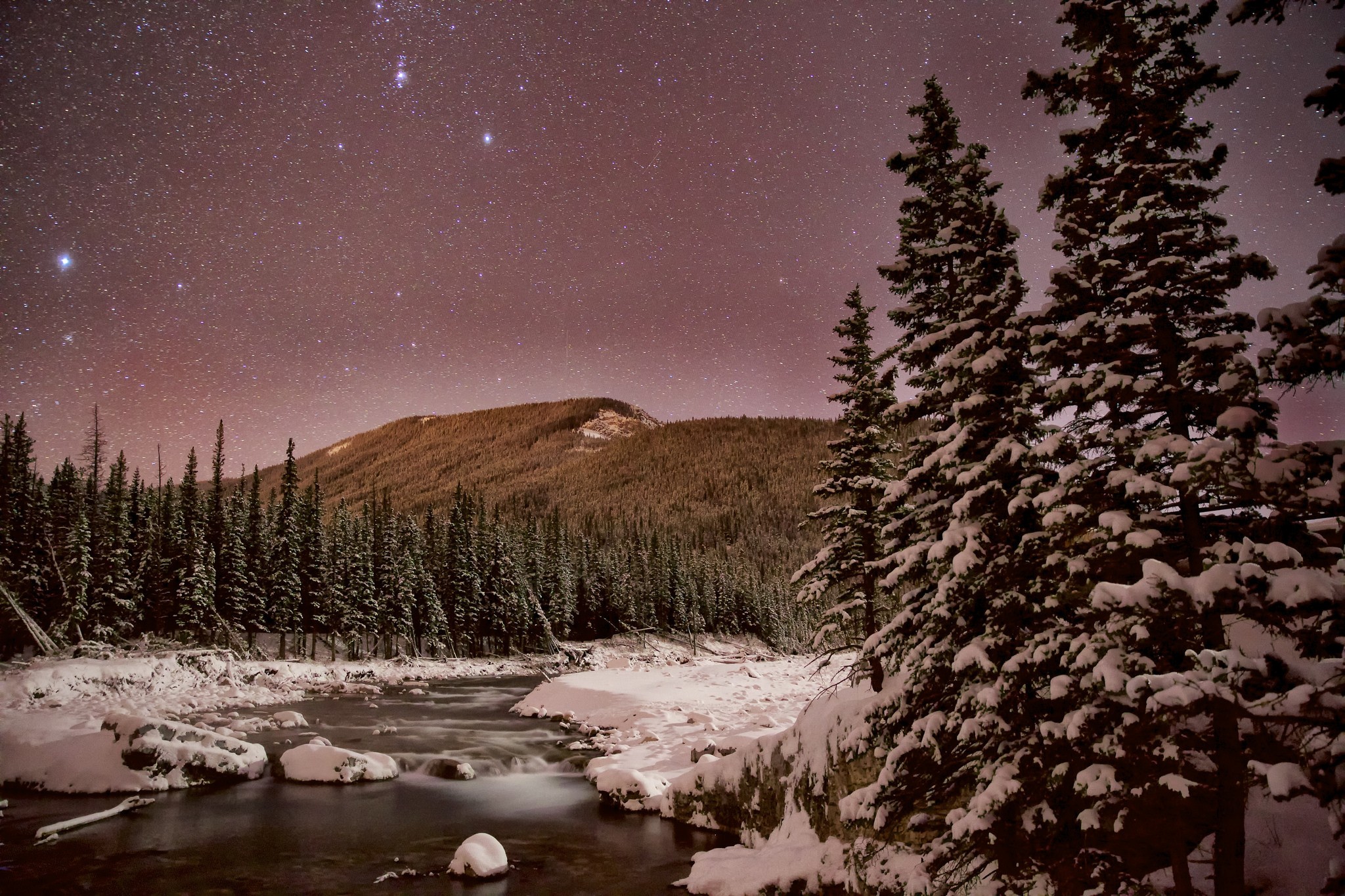 General 2048x1365 plants landscape mountains snow nature cold outdoors creeks sky stars ice trees