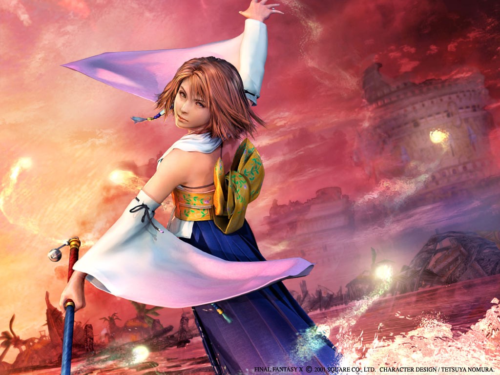 General 1024x768 Final Fantasy X Yuna anime girls anime video games video game girls video game characters fantasy girl 2001 AD Square Enix