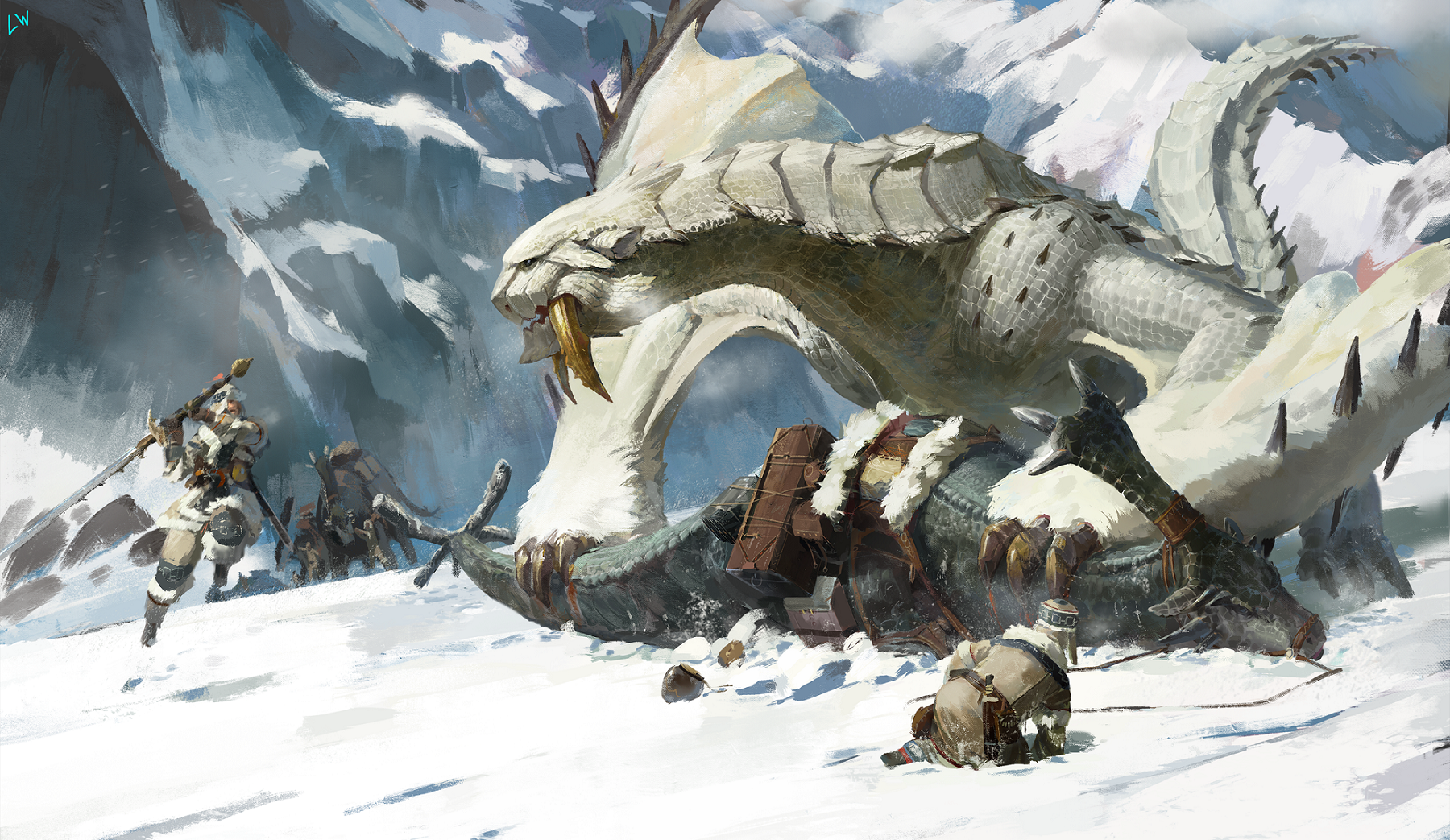 Anime 1800x1043 Monster Hunter heroic fantasy dragon snow