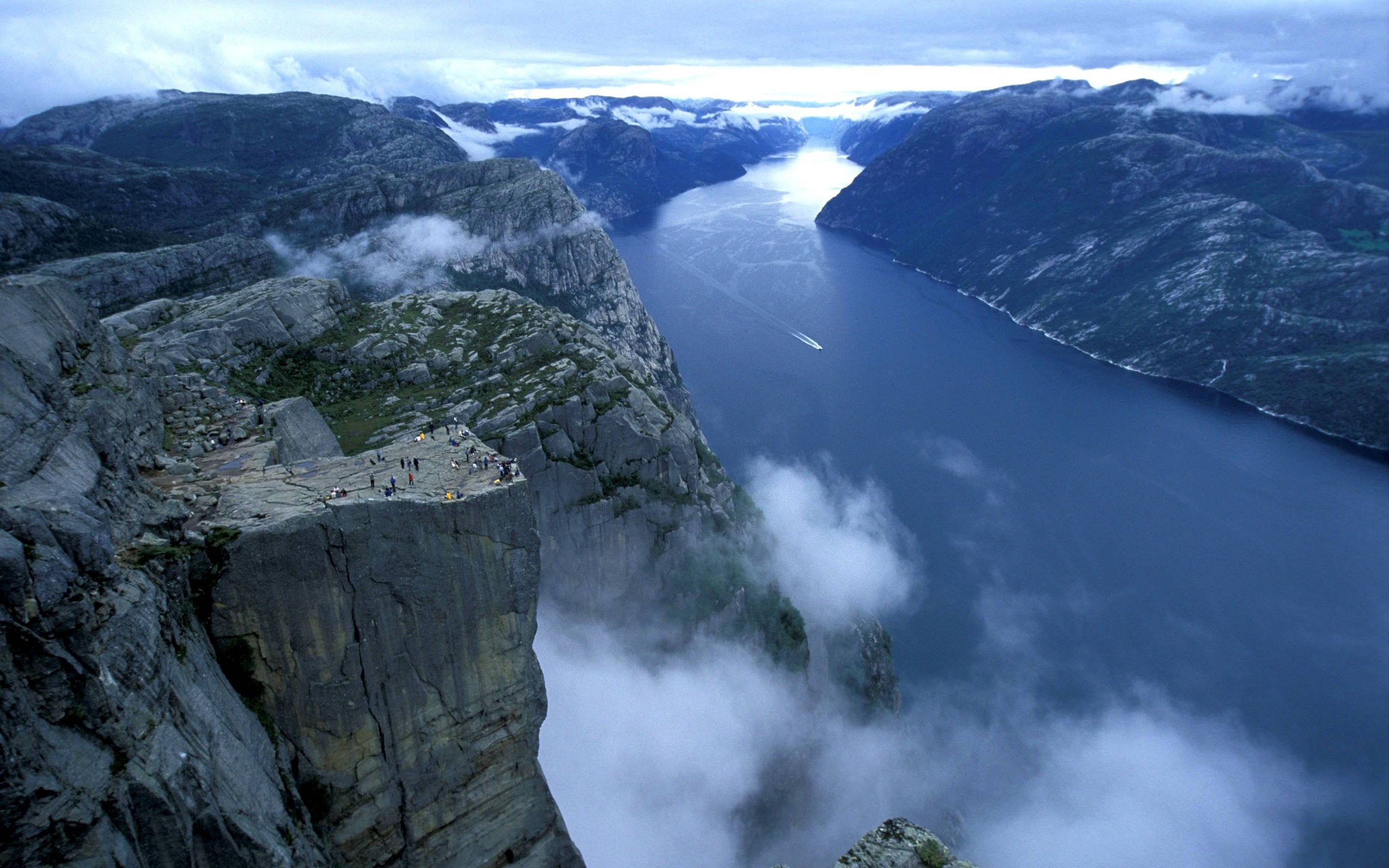 General 2560x1600 landscape fjord Norway plateau aerial view people nordic landscapes nature panorama pulpit rock