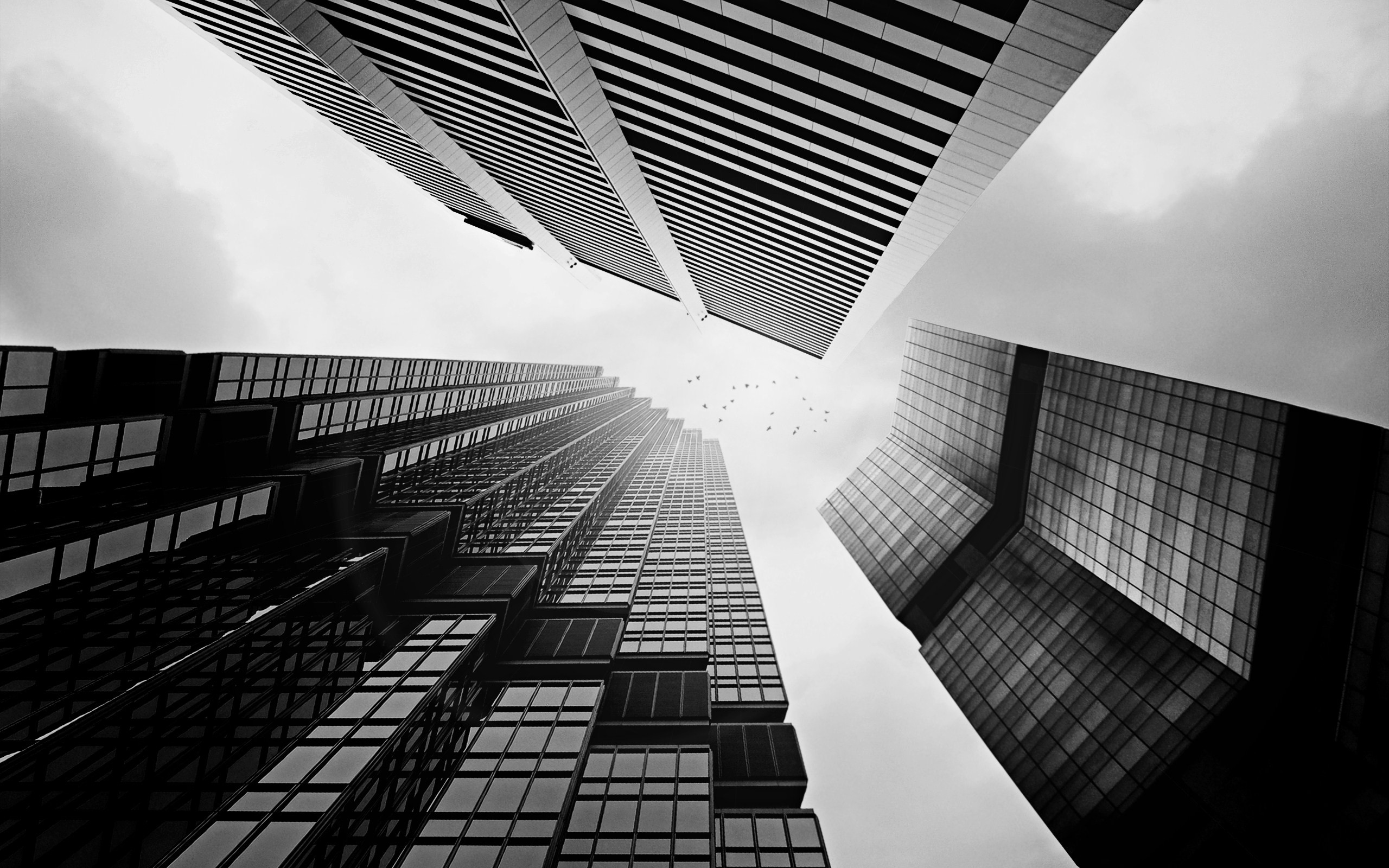 General 2560x1600 photography urban city architecture building skyscraper monochrome sky worm's eye view
