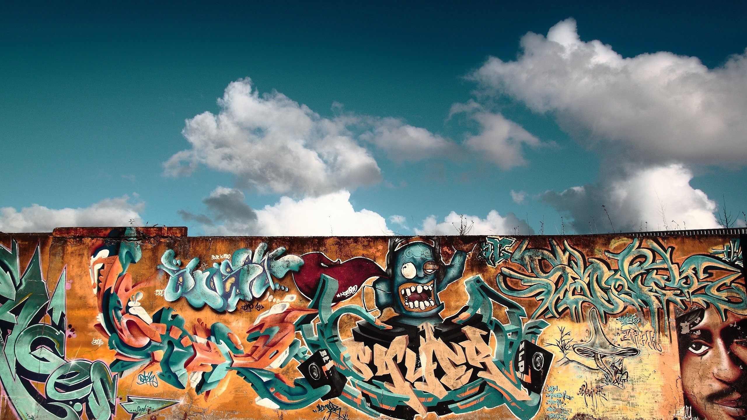 General 2560x1440 city sky Berlin berlin wall graffiti mural