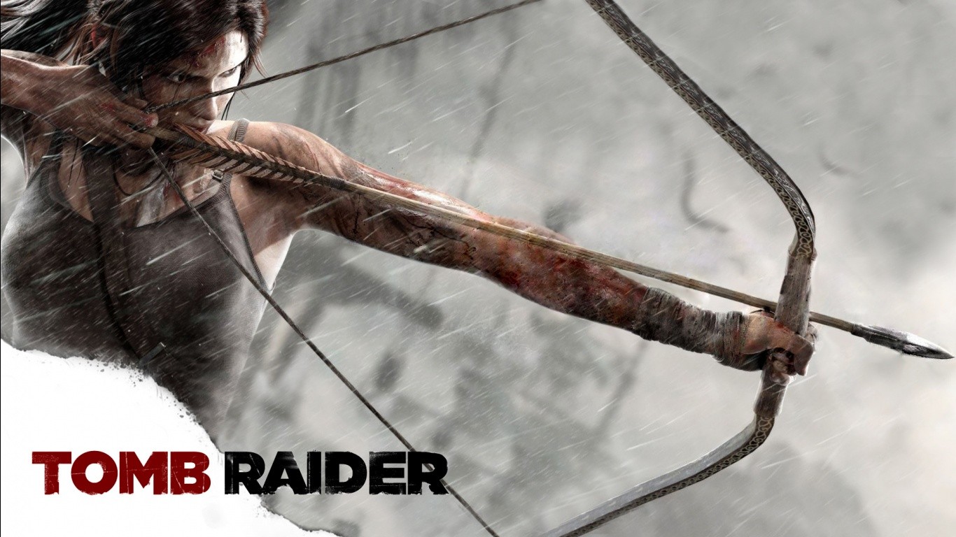 General 1366x768 Tomb Raider (2013) video games bow PC gaming video game art video game girls Lara Croft (Tomb Raider) bow and arrow aiming blood wounds video game characters