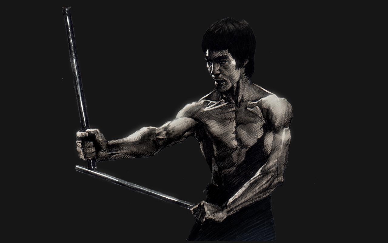 General 1280x800 Bruce Lee men warrior actor celebrity artwork simple background muscular