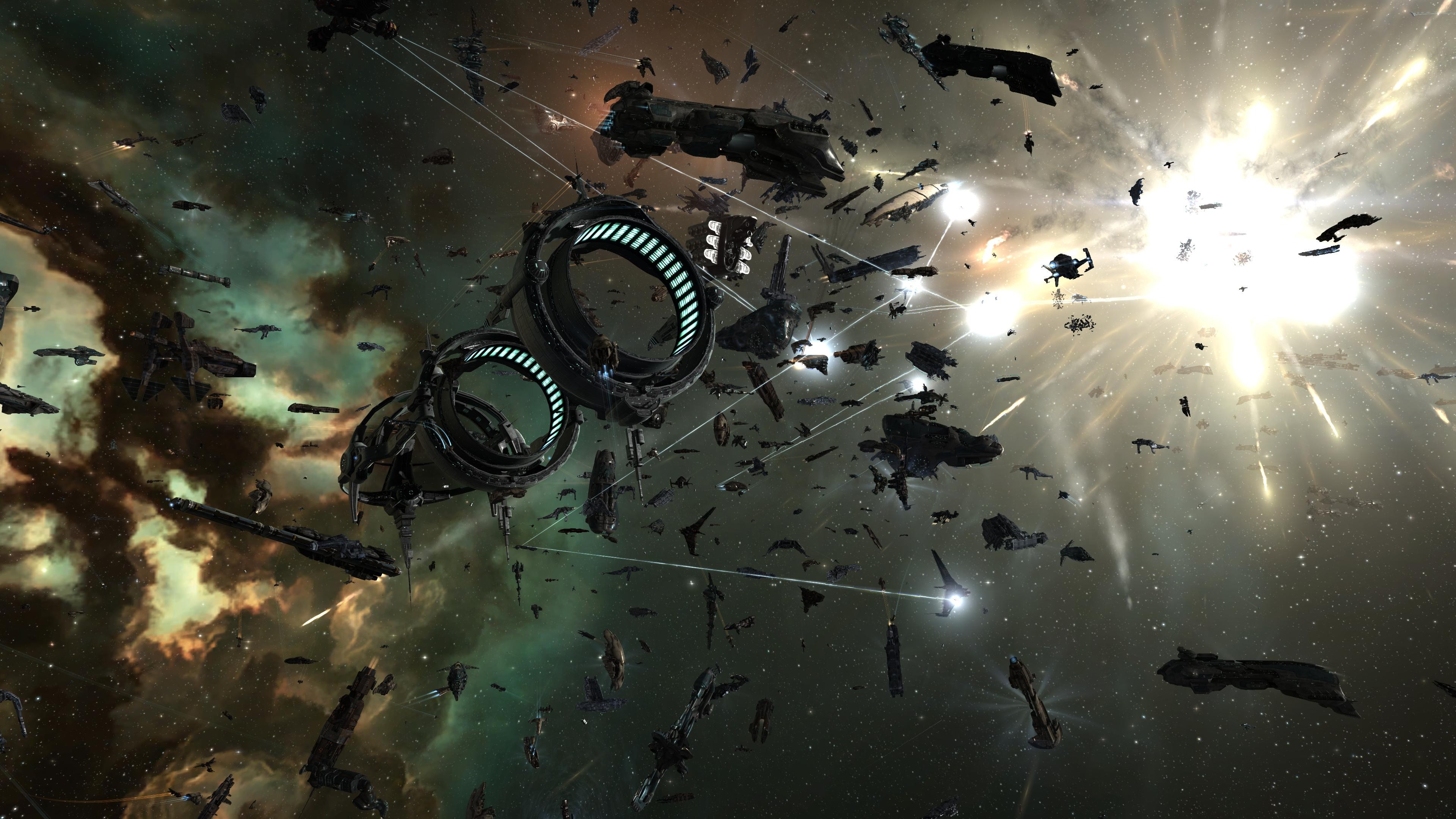 General 3840x2160 space spaceship space battle video games EVE Online PC gaming science fiction