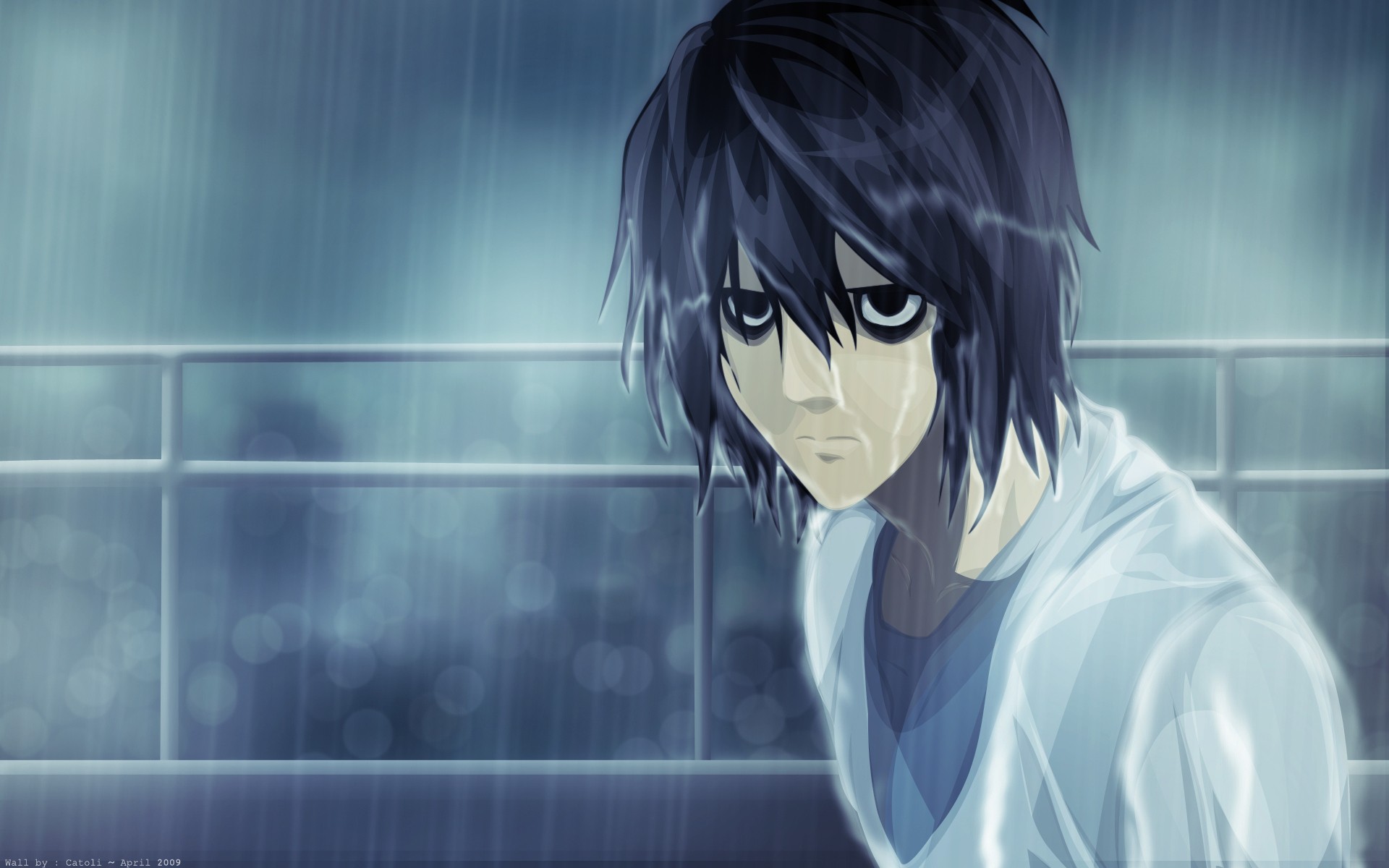 Anime 1920x1200 Death Note Lawliet L anime boys rain anime