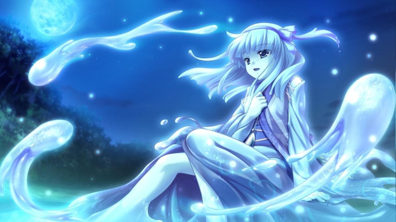Anime 1366x768 Kamidori Alchemy Meister anime girls anime fantasy girl cyan blue fantasy art