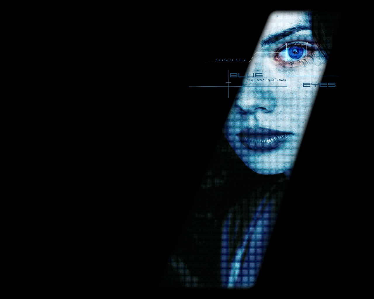 People 1280x1024 blue blue eyes women eyes face model dark digital art looking at viewer simple background black background
