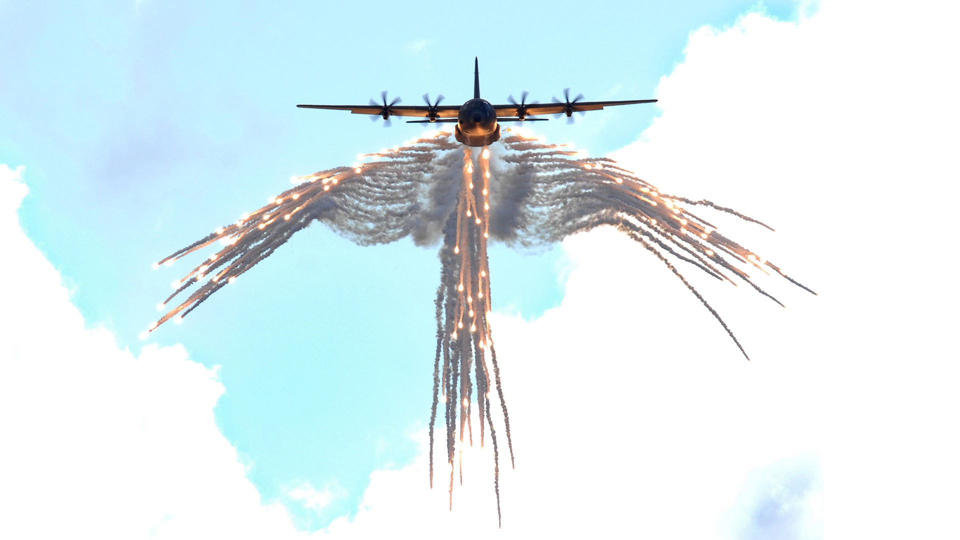 General 1920x1080 aircraft Lockheed C-130 Hercules military aircraft military vehicle military vehicle flares Lockheed American aircraft