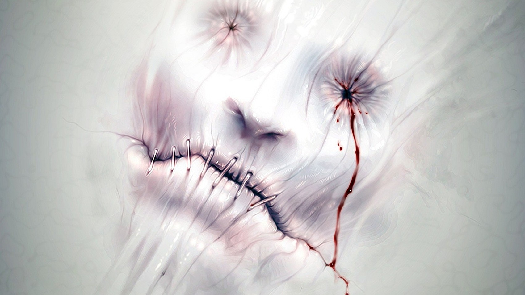 General 1700x956 digital art face creepy blood white background nose artwork horror