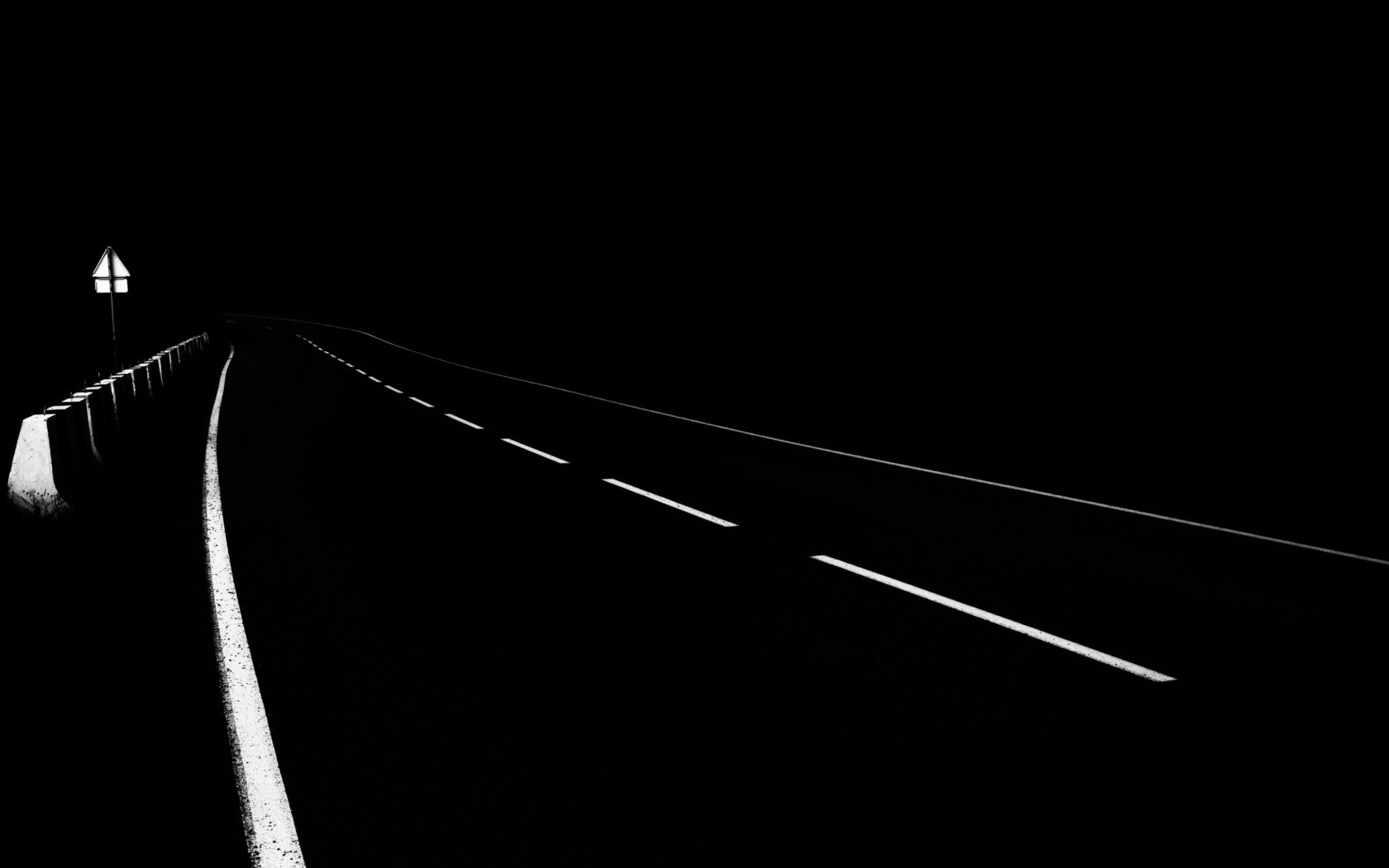 General 1680x1050 highway road sign lights digital art dark night minimalism road