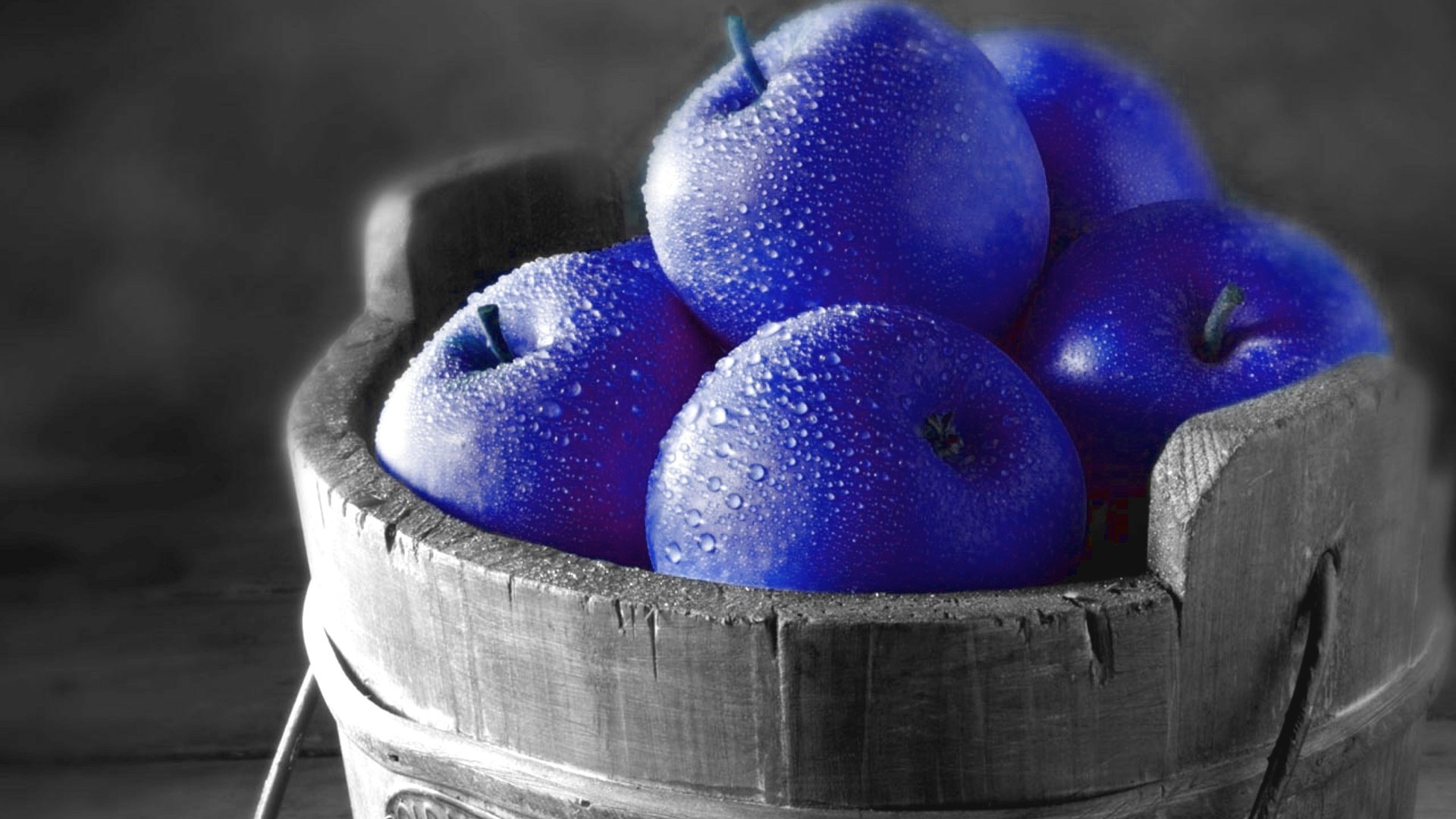 General 1920x1080 selective coloring apples fruit photo manipulation blue food