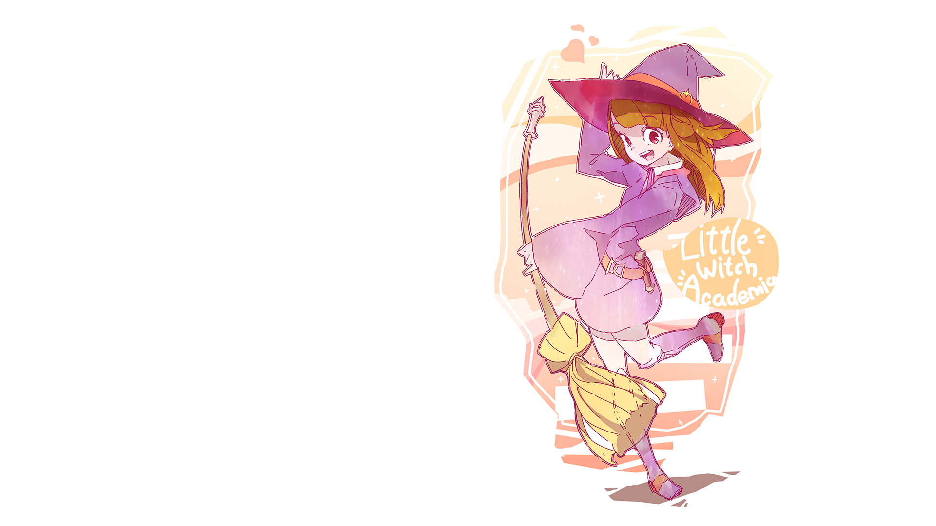 Anime 1920x1080 Little Witch Academia anime girls anime simple background witch hat white background broom