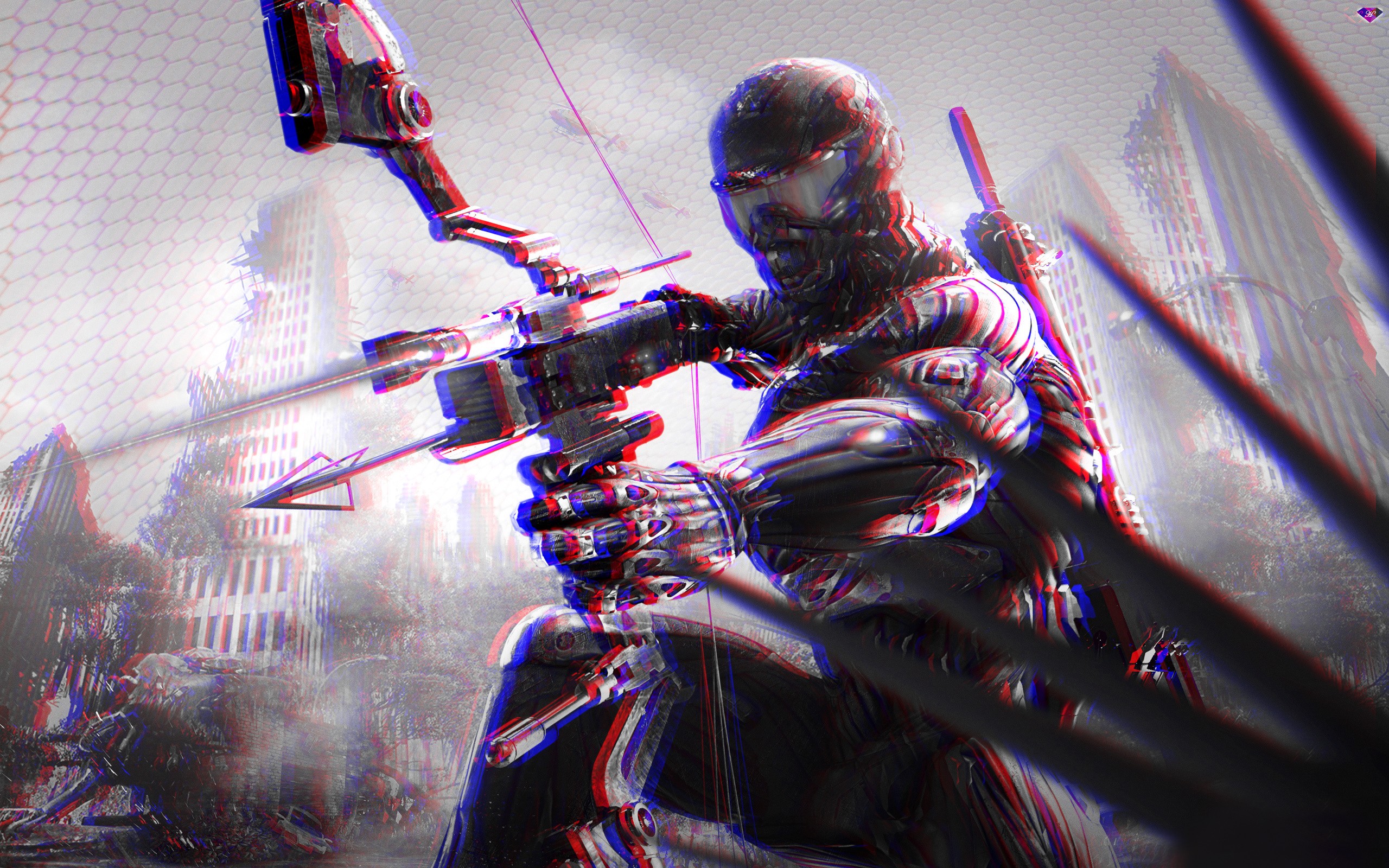 General 2560x1600 CGI anaglyph 3D Crysis 2 video games