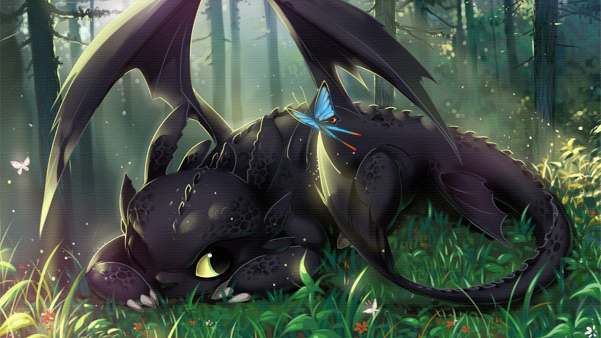 General 1920x1080 Toothless movies animated movies dragon butterfly creature