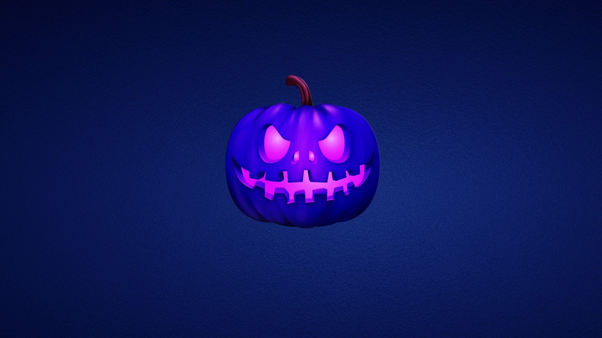 General 1920x1080 digital art Halloween blue background pumpkin simple background blue Jack O' Lantern