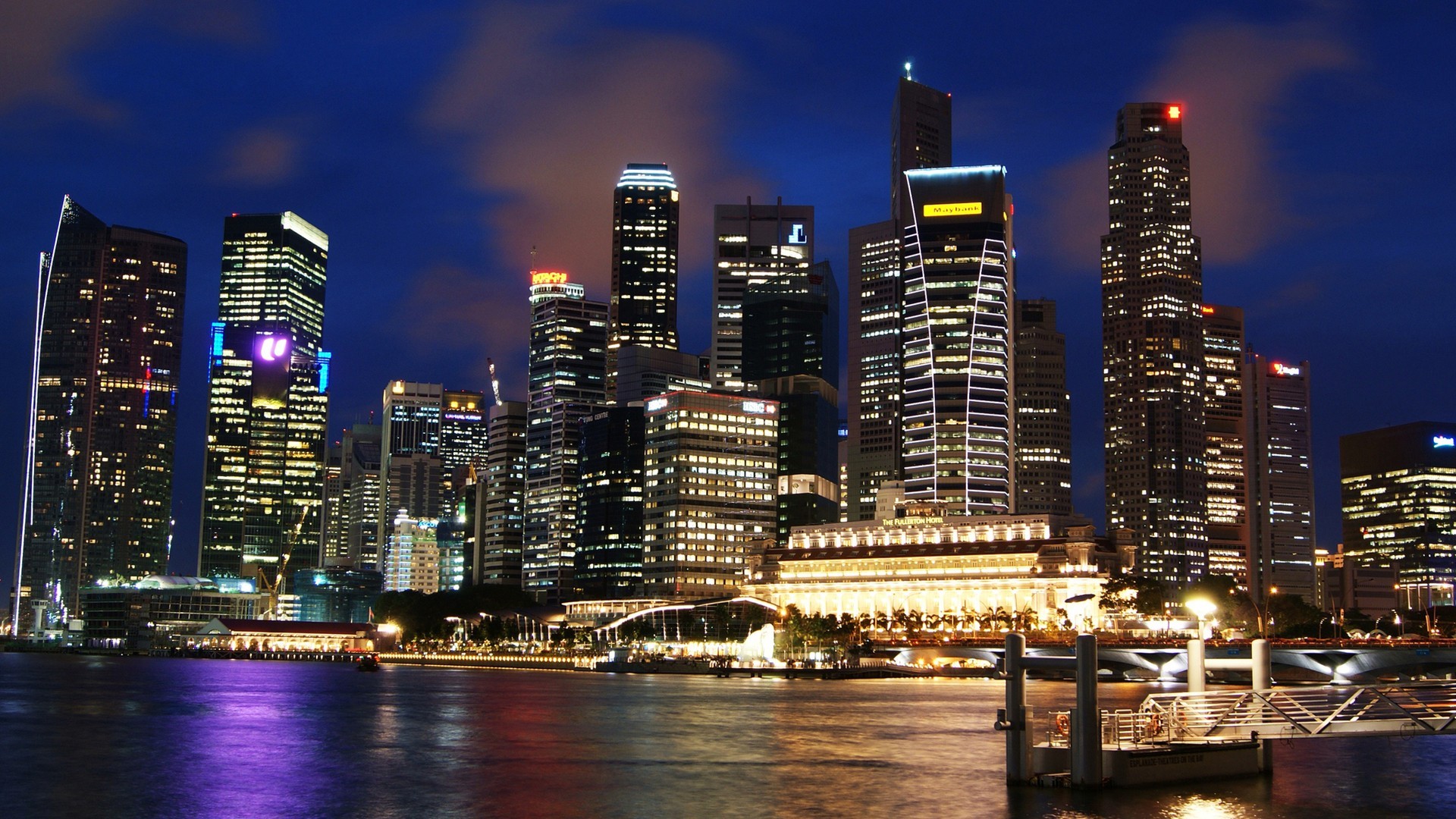 General 1920x1080 city cityscape Singapore night Asia city lights
