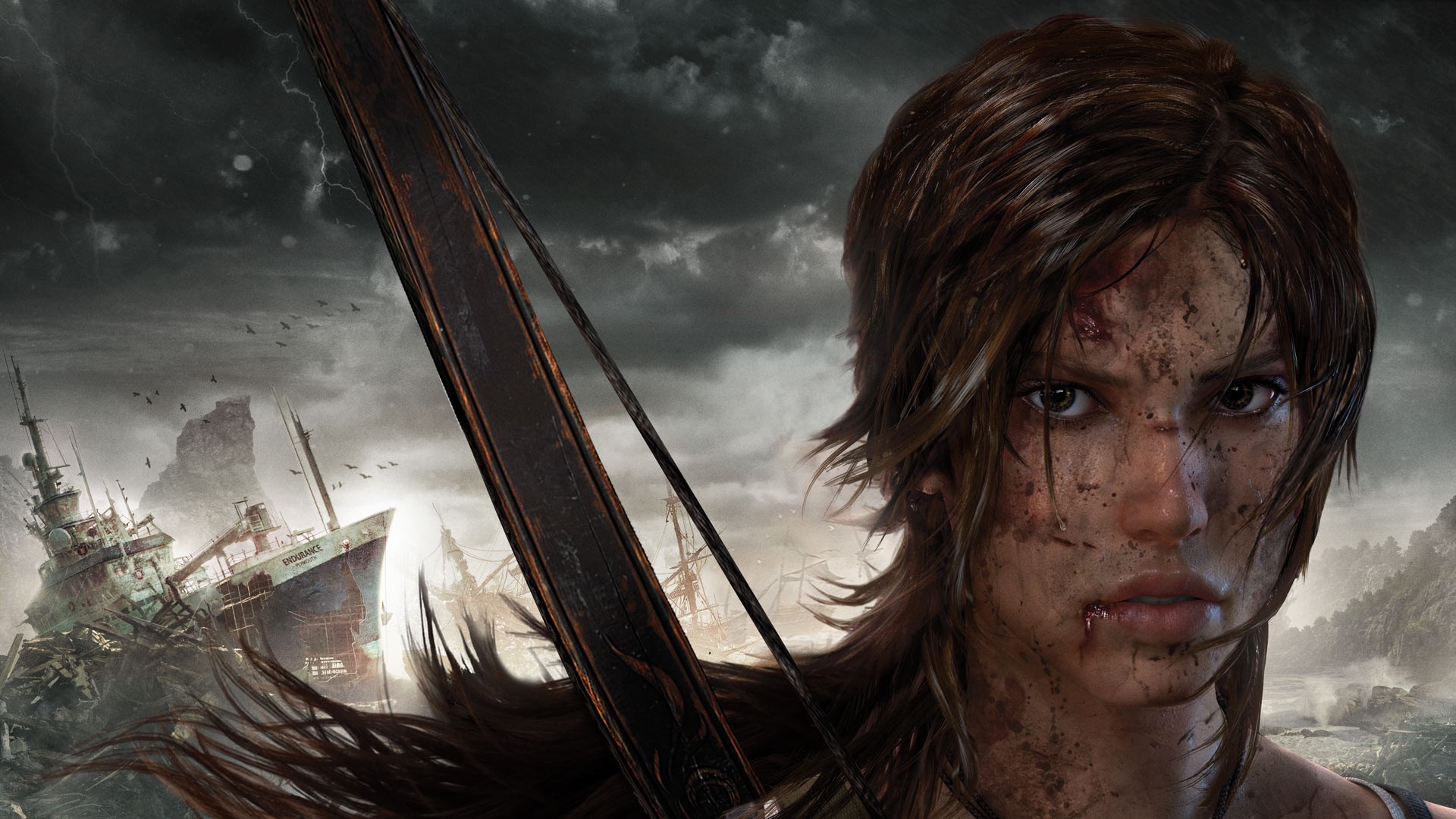 General 1920x1080 Tomb Raider ship wreck bow looking at viewer video games women video game girls wounds blood Tomb Raider (2013) Lara Croft (Tomb Raider) face closeup PC gaming shipwreck long hair brunette video game characters