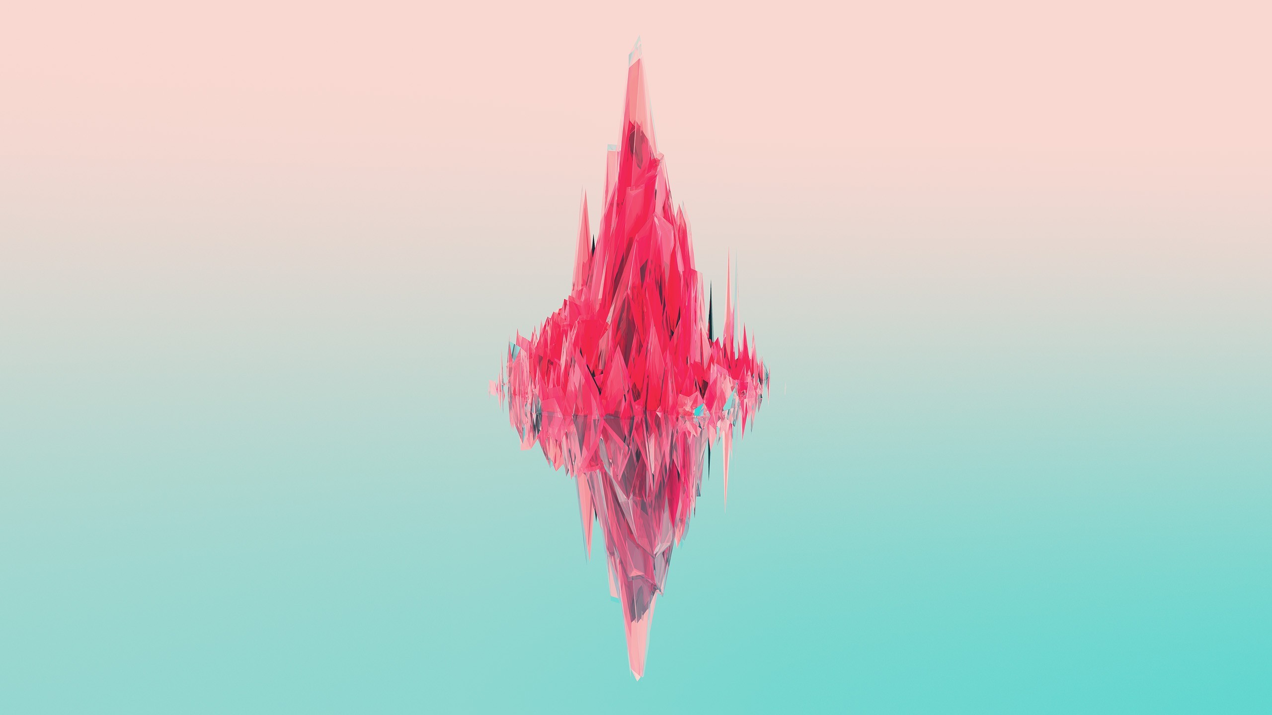 General 2560x1440 Justin Maller abstract facets gradient minimalism simple background artwork digital art red cyan background 3D Abstract CGI cyan