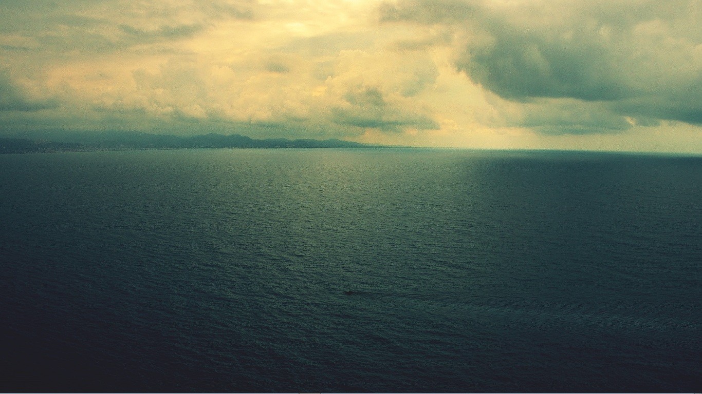 General 1366x768 sea sky calm clouds horizon loneliness aerial view nature