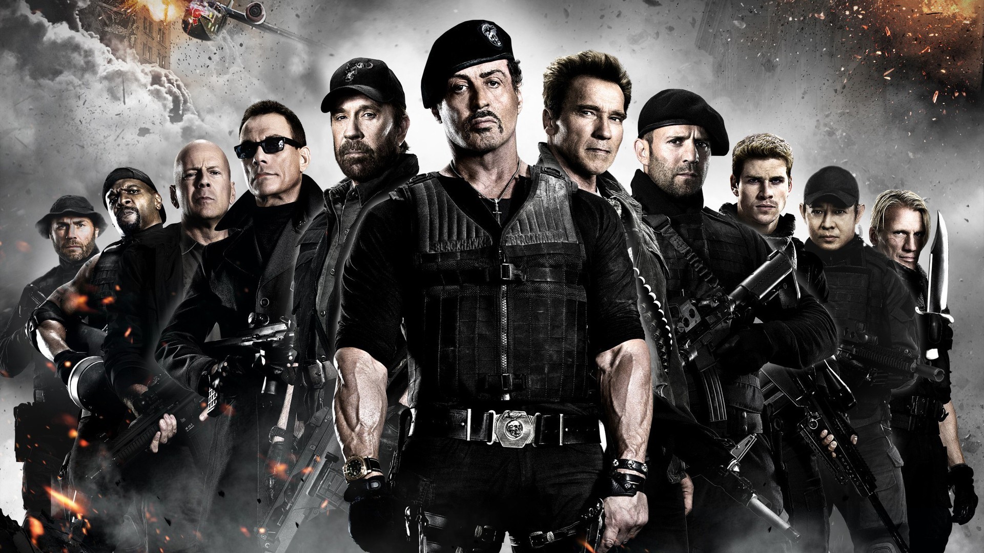 People 1920x1080 movies Sylvester Stallone Bruce Willis Arnold Schwarzenegger Jason Statham The Expendables 2 Chuck Norris movie poster men