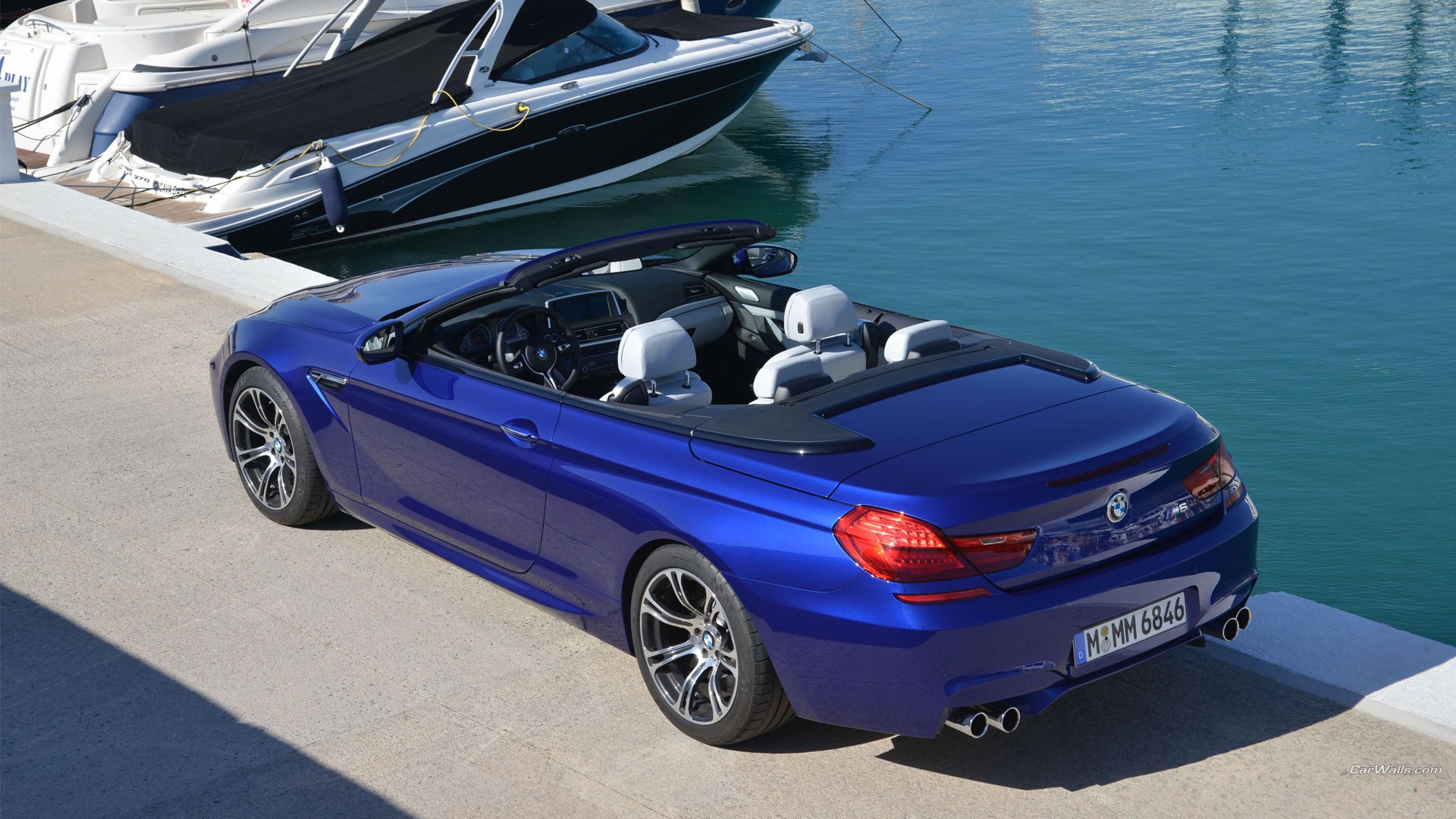 General 1920x1080 BMW M6 convertible blue cars high angle BMW 6 Series BMW F12/F13/F06 BMW car vehicle boat