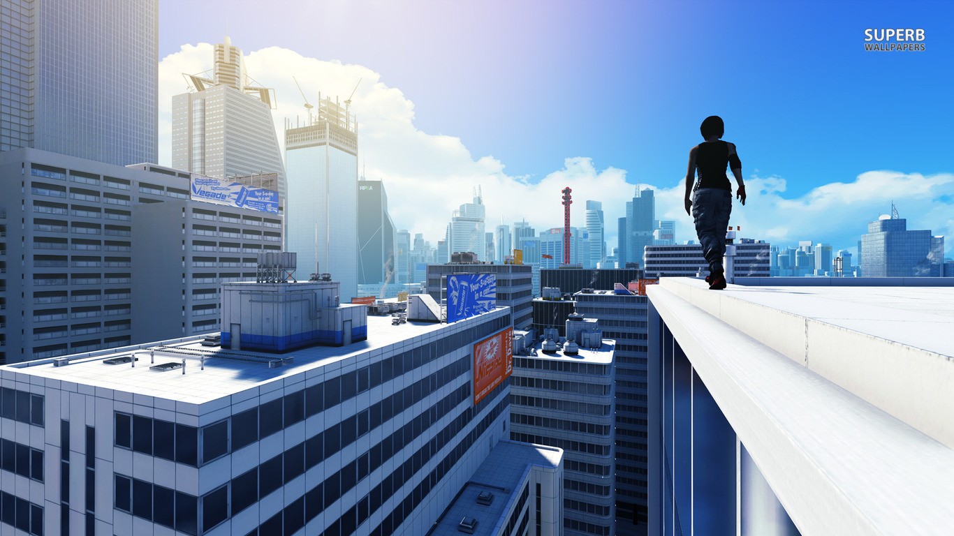 General 1366x768 video games video game art Mirror's Edge PC gaming cityscape