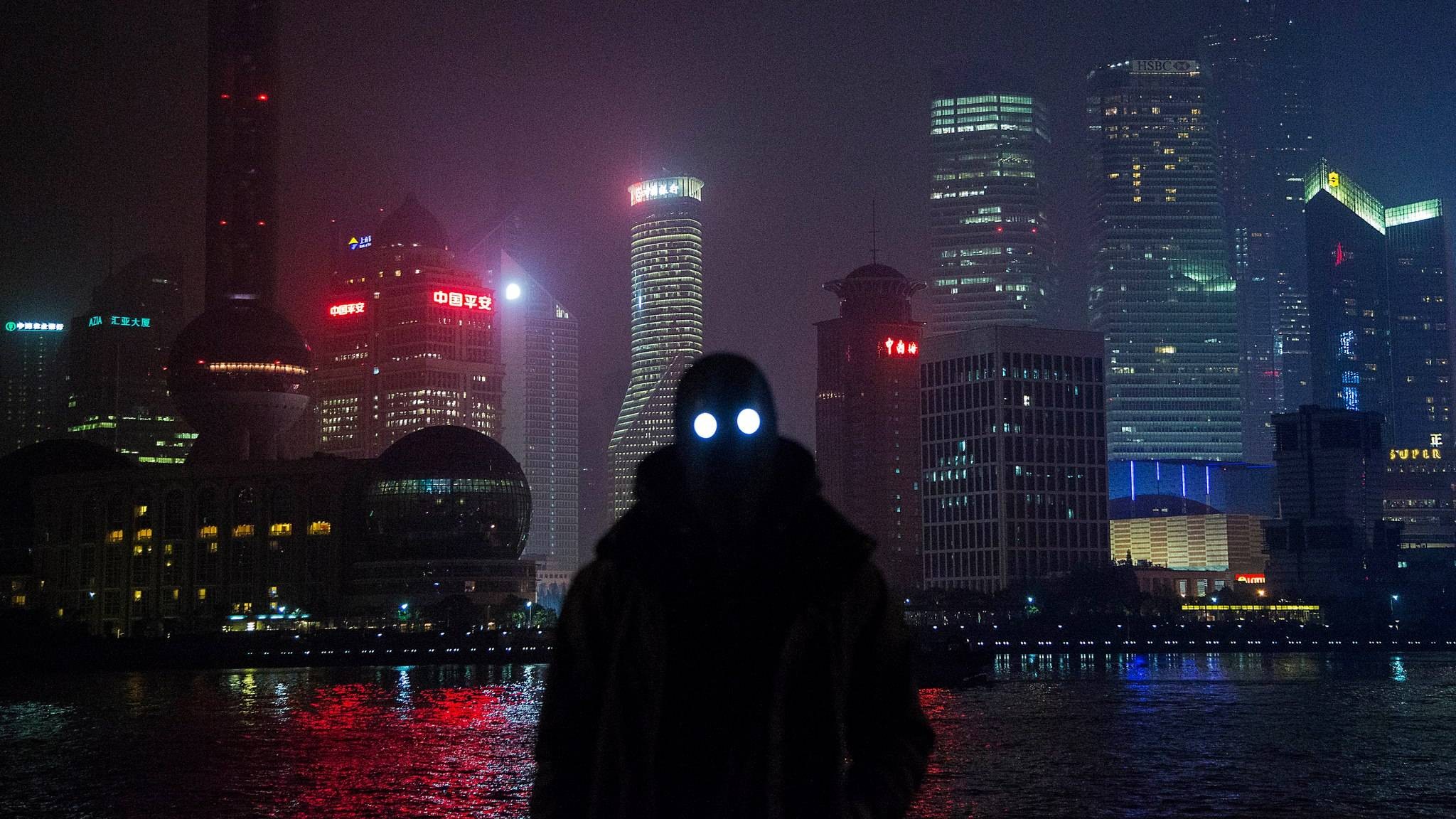 General 2048x1152 city Shanghai Asia dark night building China glowing eyes