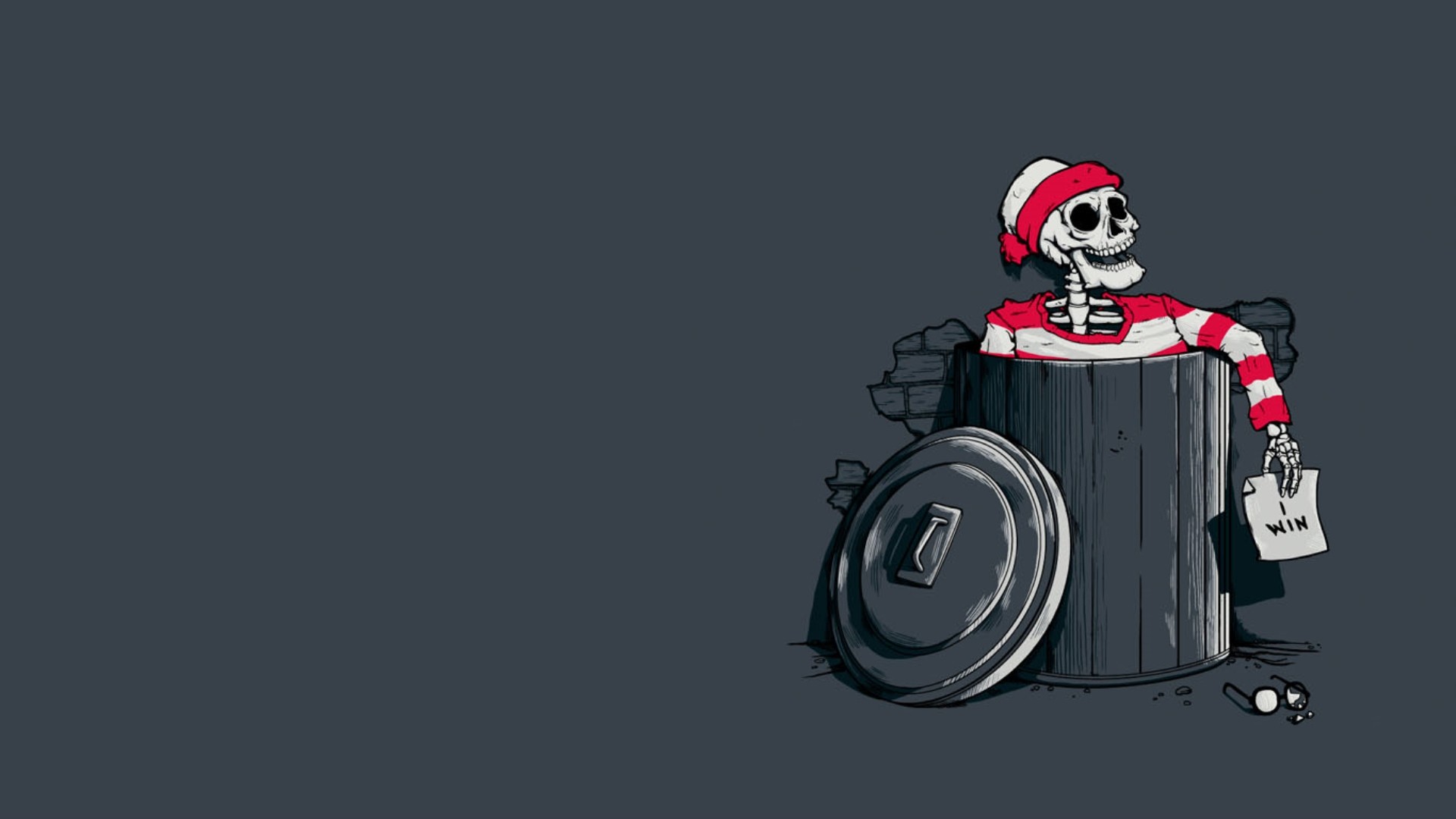 General 1920x1080 skull skeleton humor dark humor minimalism bones gray background simple background