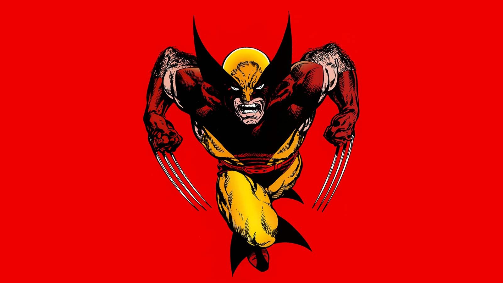 General 1600x900 Wolverine comic art comics red background simple background claws