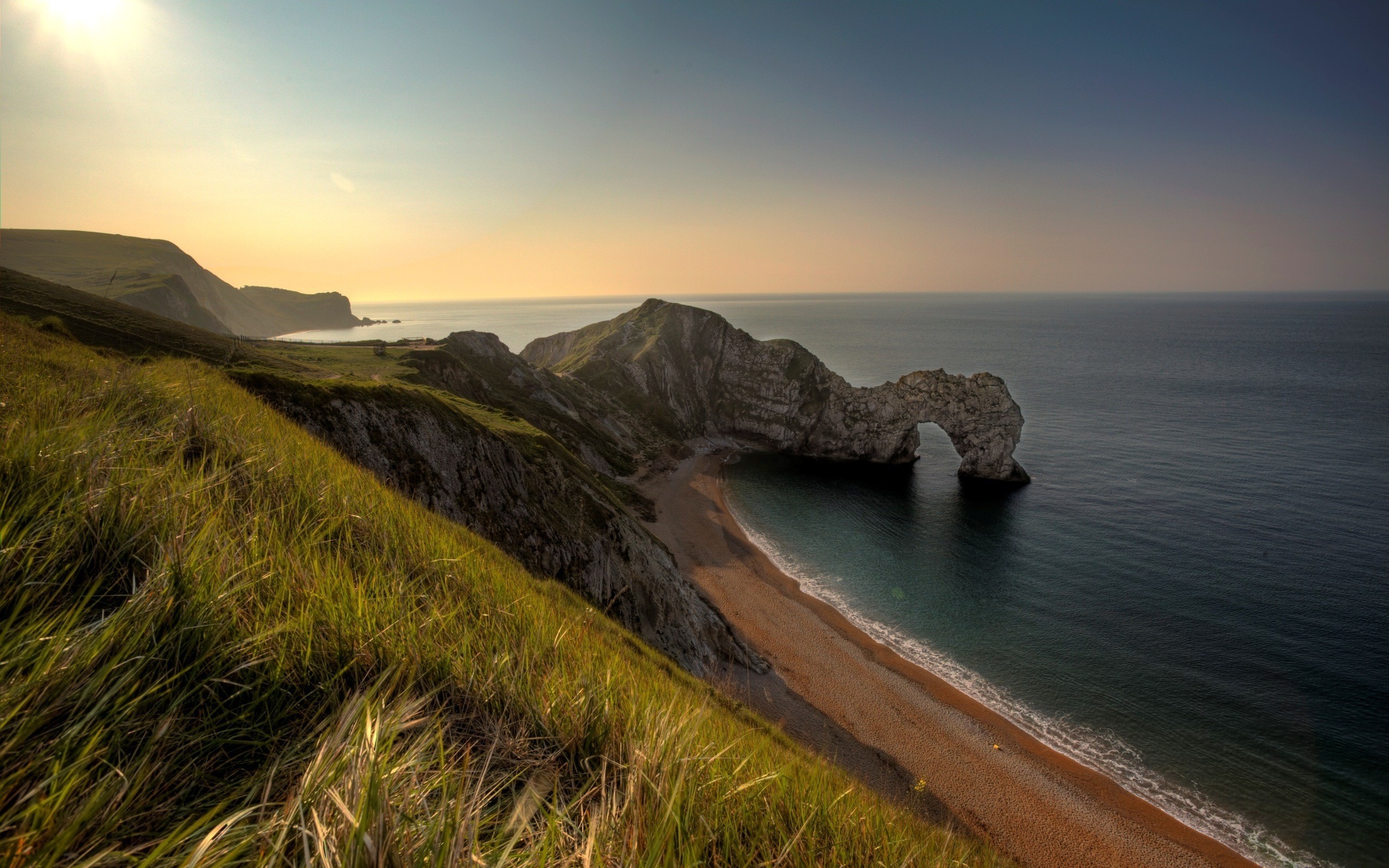 General 2560x1600 coast sea Durdle Door landscape England UK rocks rock formation sky beach Jurassic Coast