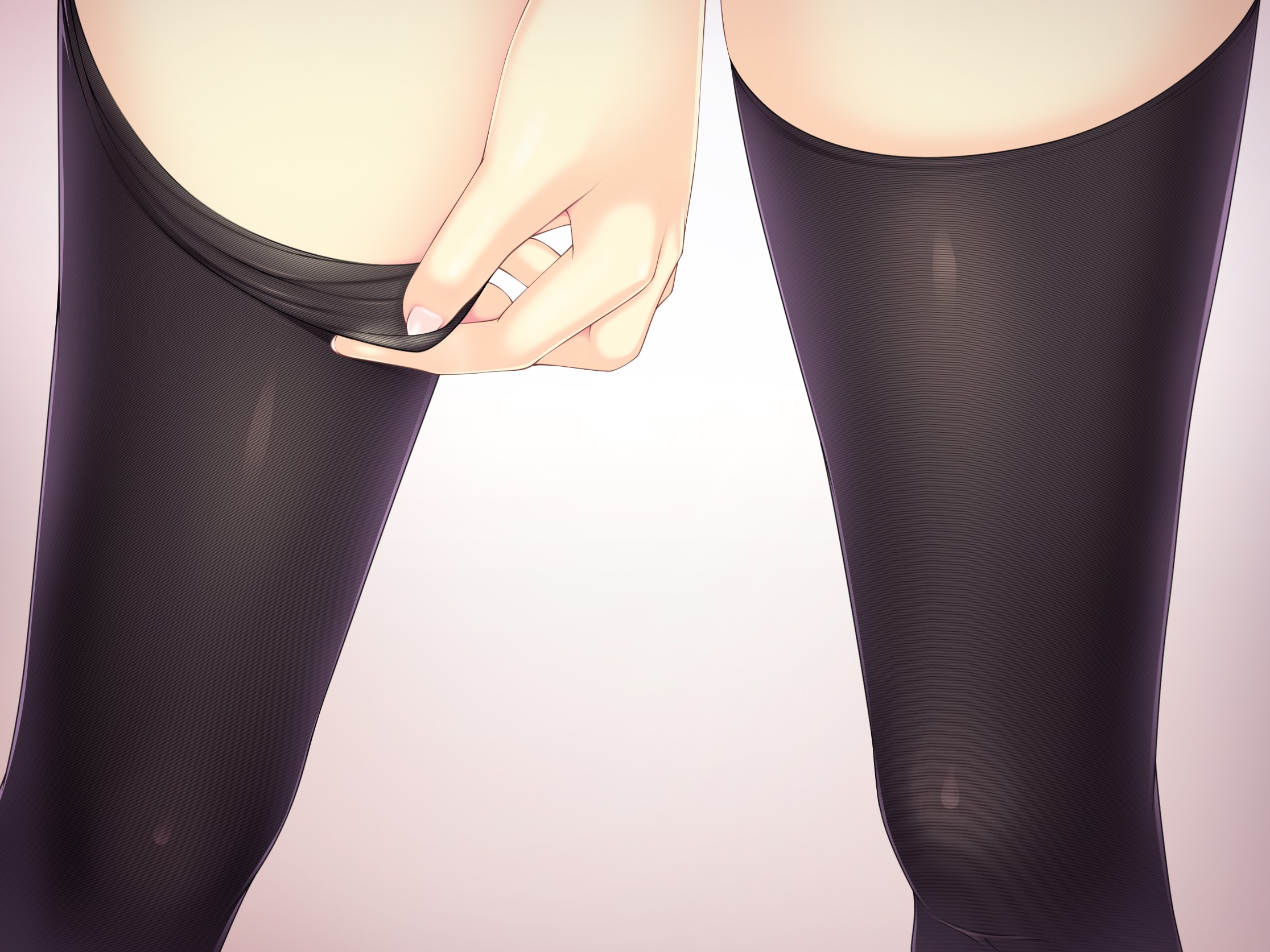 Anime 2232x1674 anime girls stockings thigh-highs Ochinsama legs women anime white background simple background black stockings